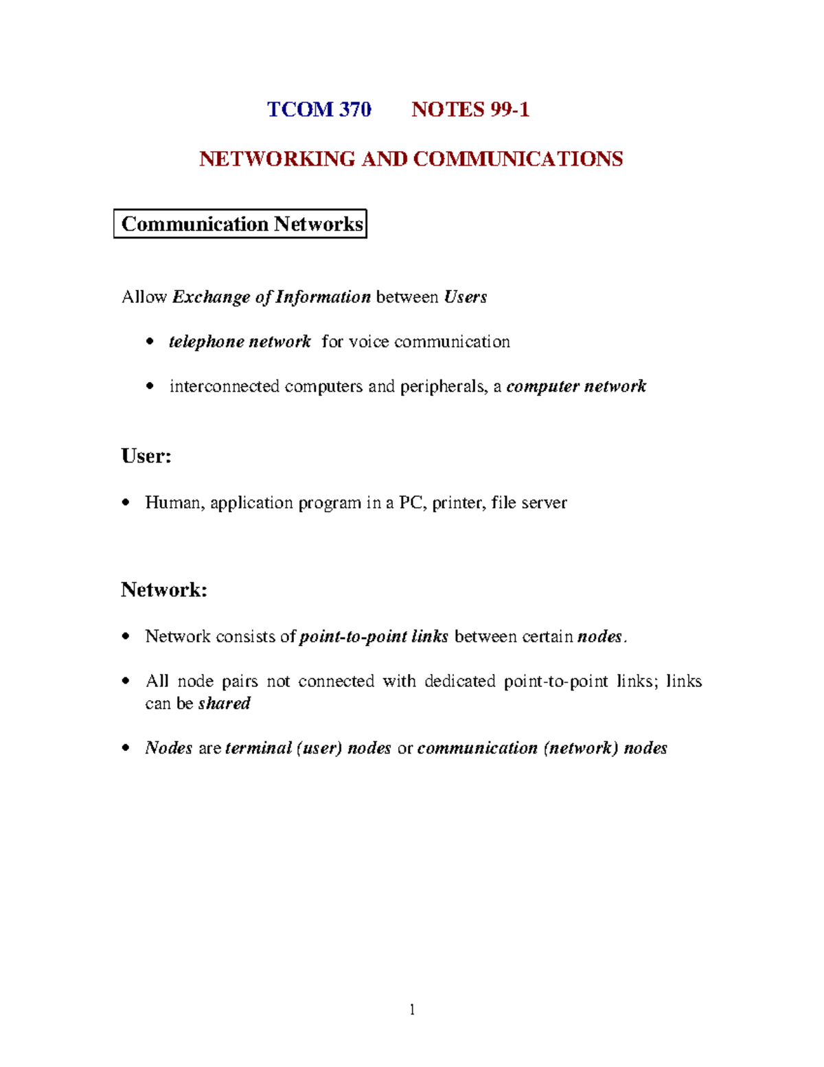TCOM 370 NOTES: Networking and Communications Overview - Studocu