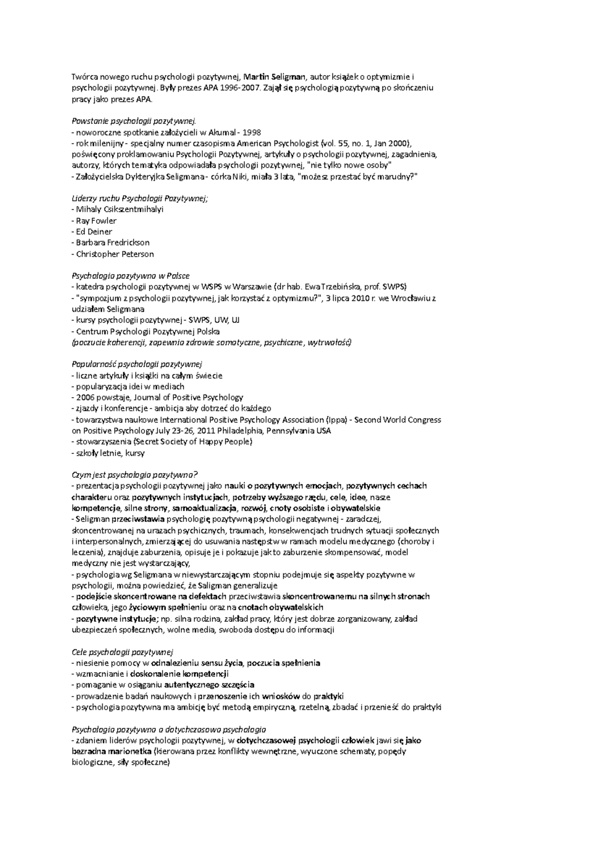 Psychologia Pozytywna - Twórca nowego ruchu psychologii pozytywnej