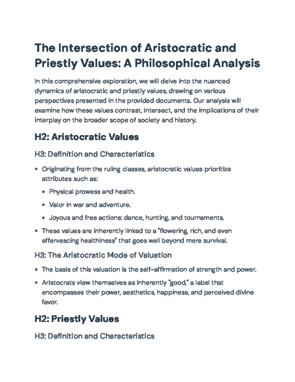 PHIL 301: Aristocratic vs. Priestly Values - A Philosophical Analysis ...