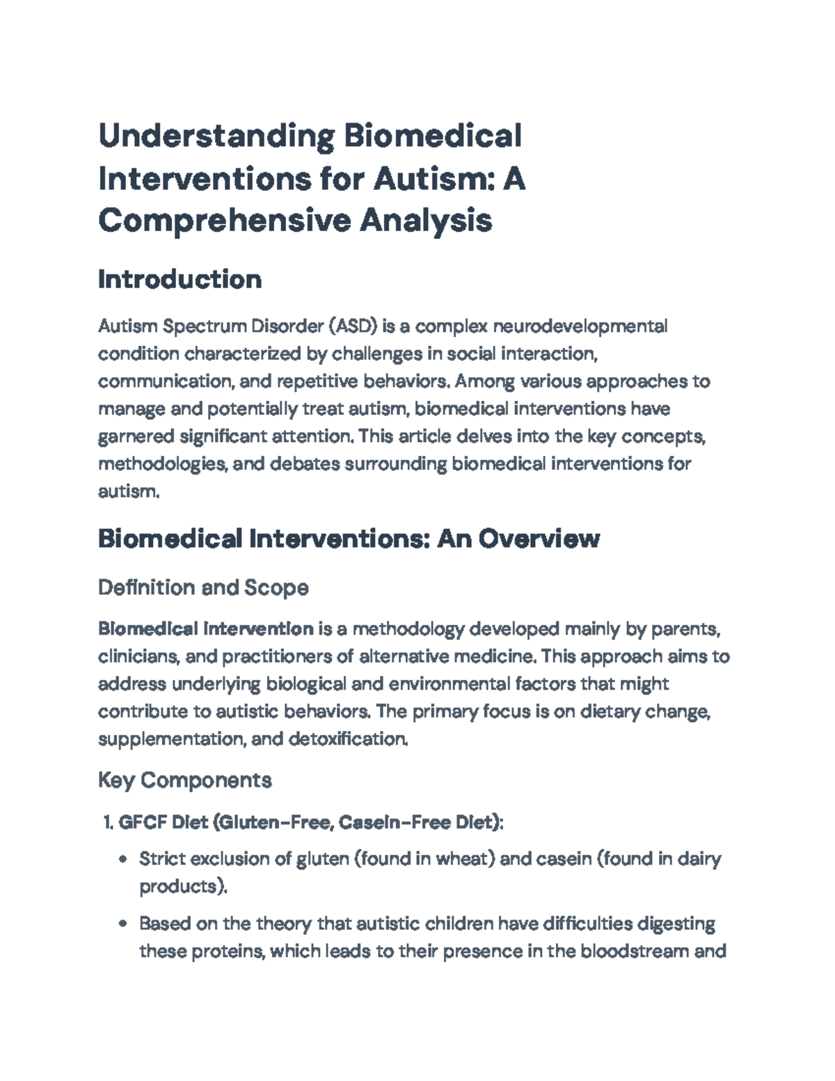 Biomedical Interventions for Autism: Methods, Evidence, and Insights ...