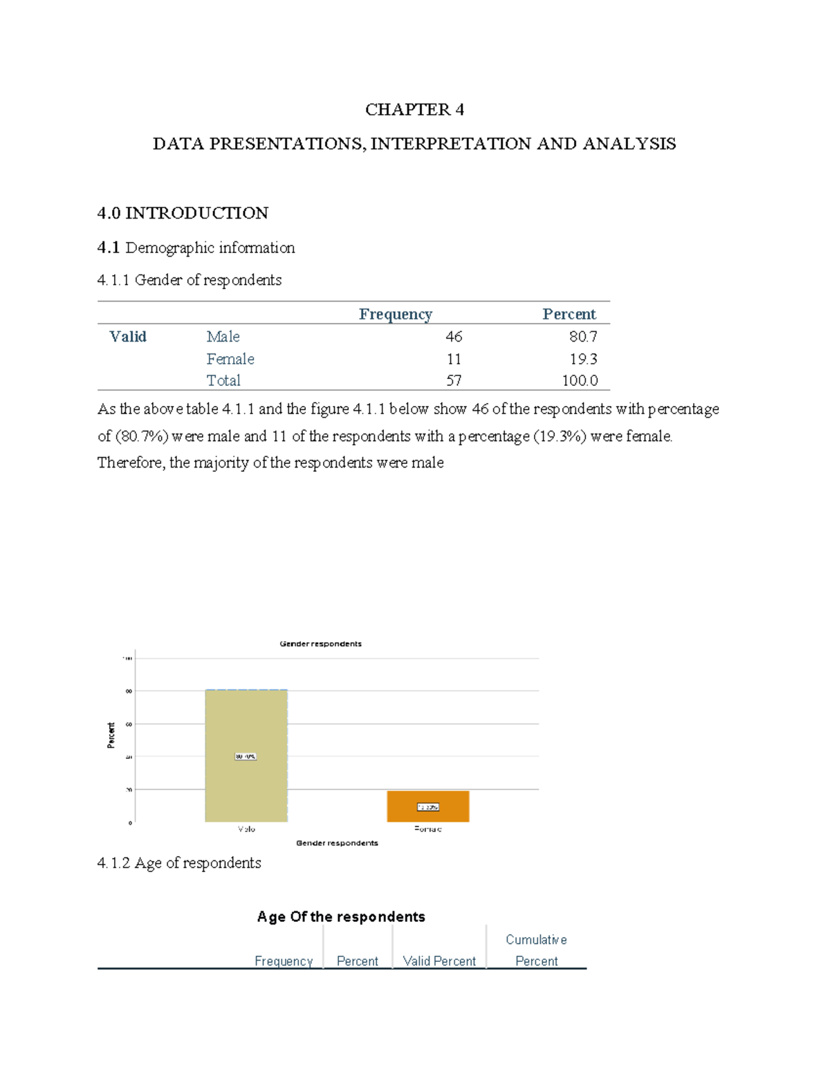Chapter 4: Data Presentation and Analysis of Demographics and Corporal ...