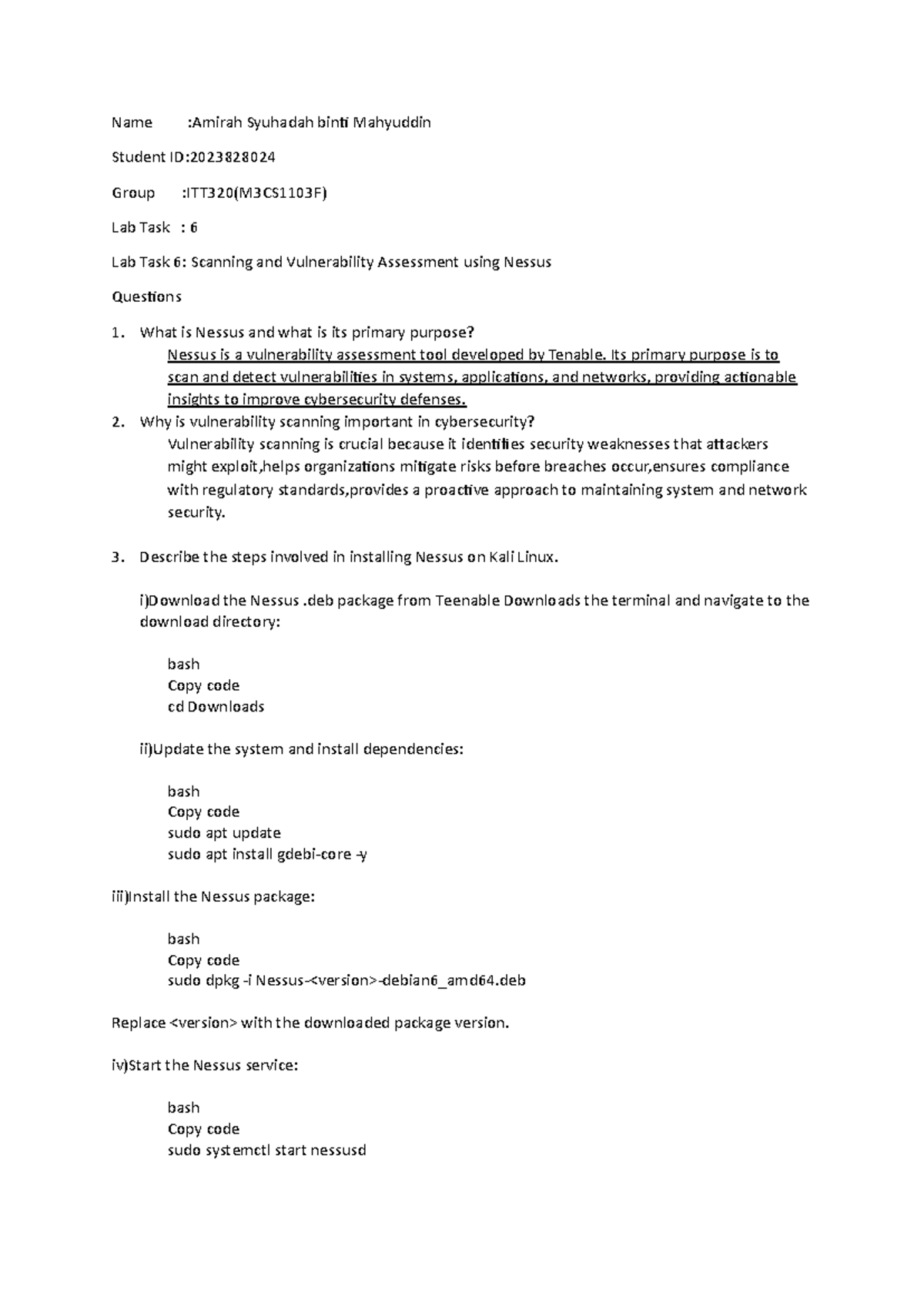 ITT320 M3CS1103F - Lab Task 6: Nessus Vulnerability Assessment Guide ...