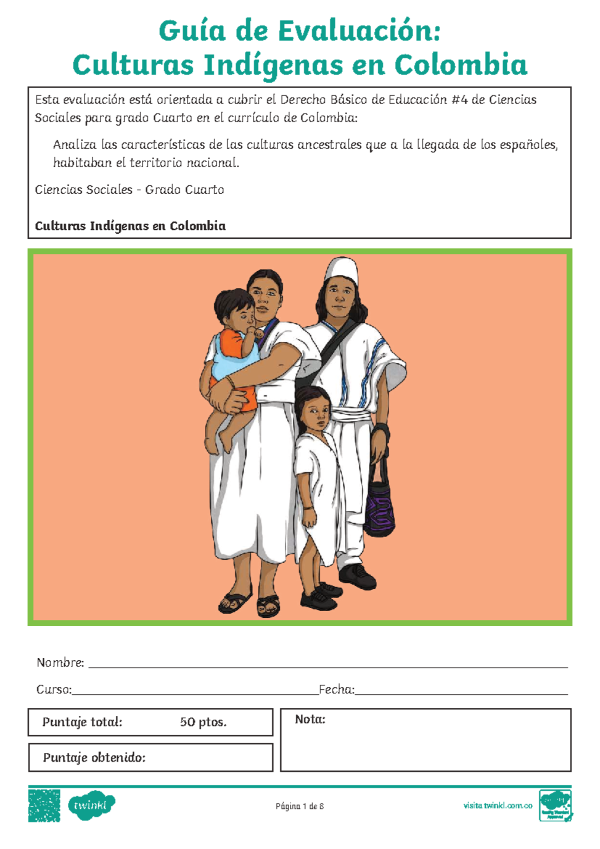 Guía de Evaluación: Culturas Indígenas en Colombia - Grado Cuarto - Studocu