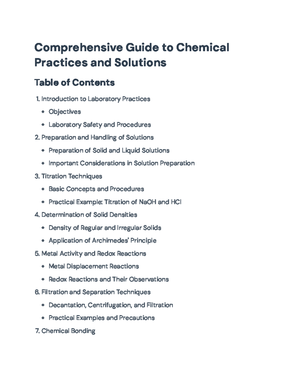 Comprehensive Chemistry Lab Guide: Practices & Techniques for C101 ...