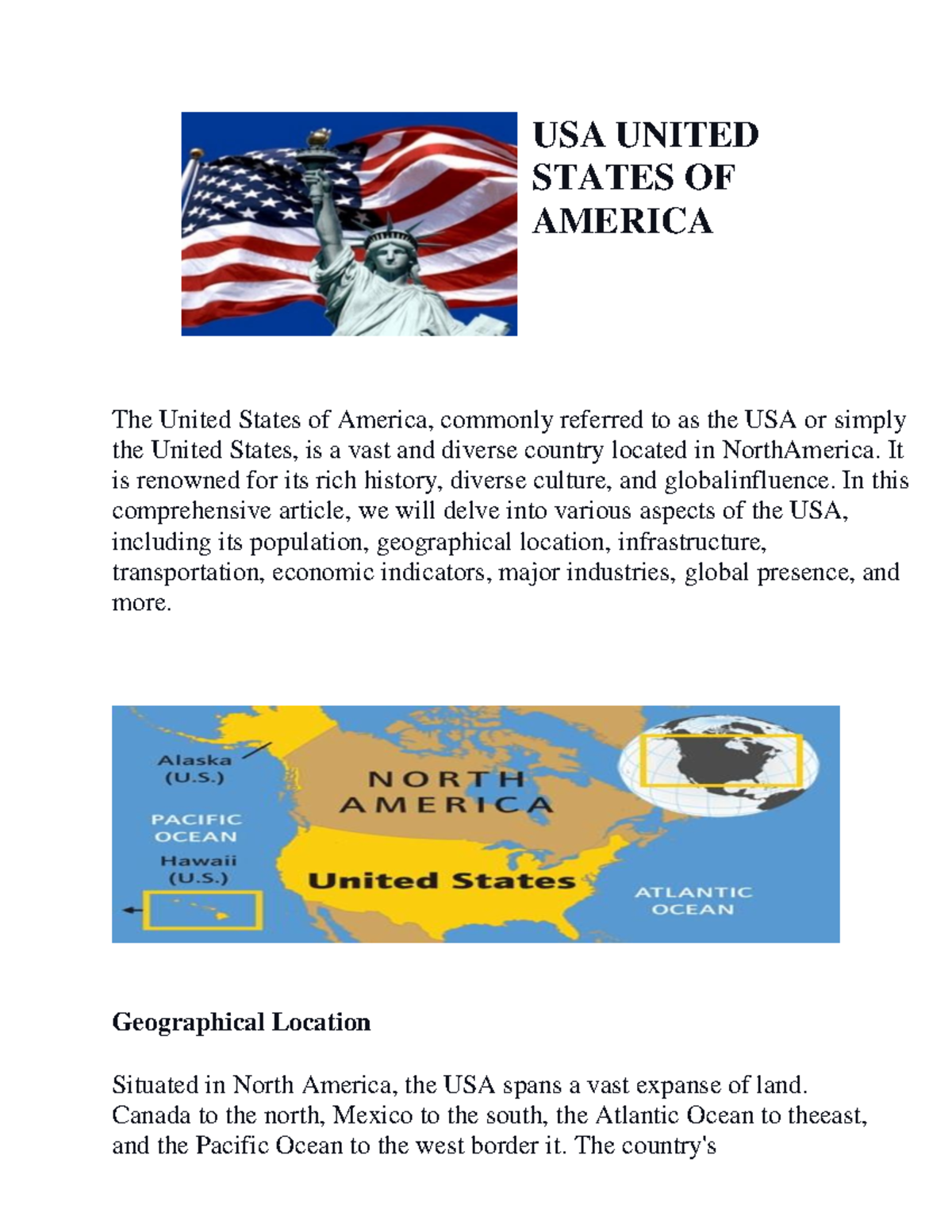 Geographic and Economic Insights of USA: Key Indicators and Trends ...