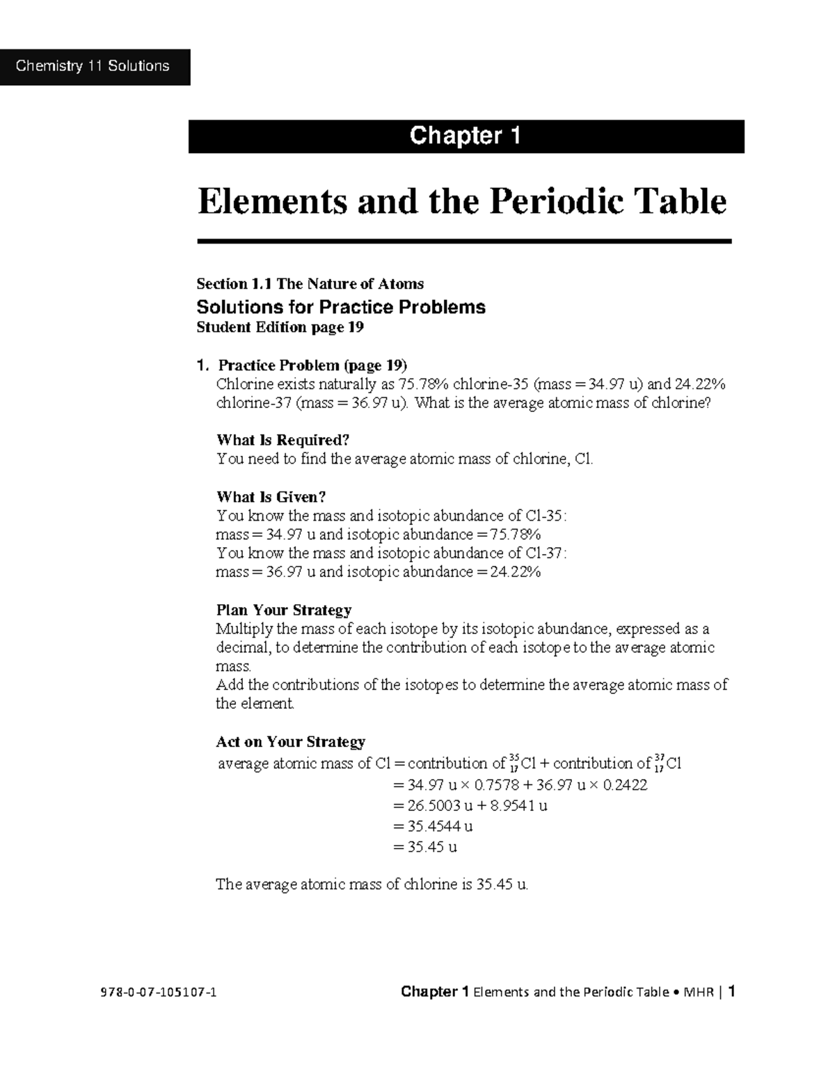 Chapter 1 - chemistry - Chapter 1 Elements and the Periodic Table ...