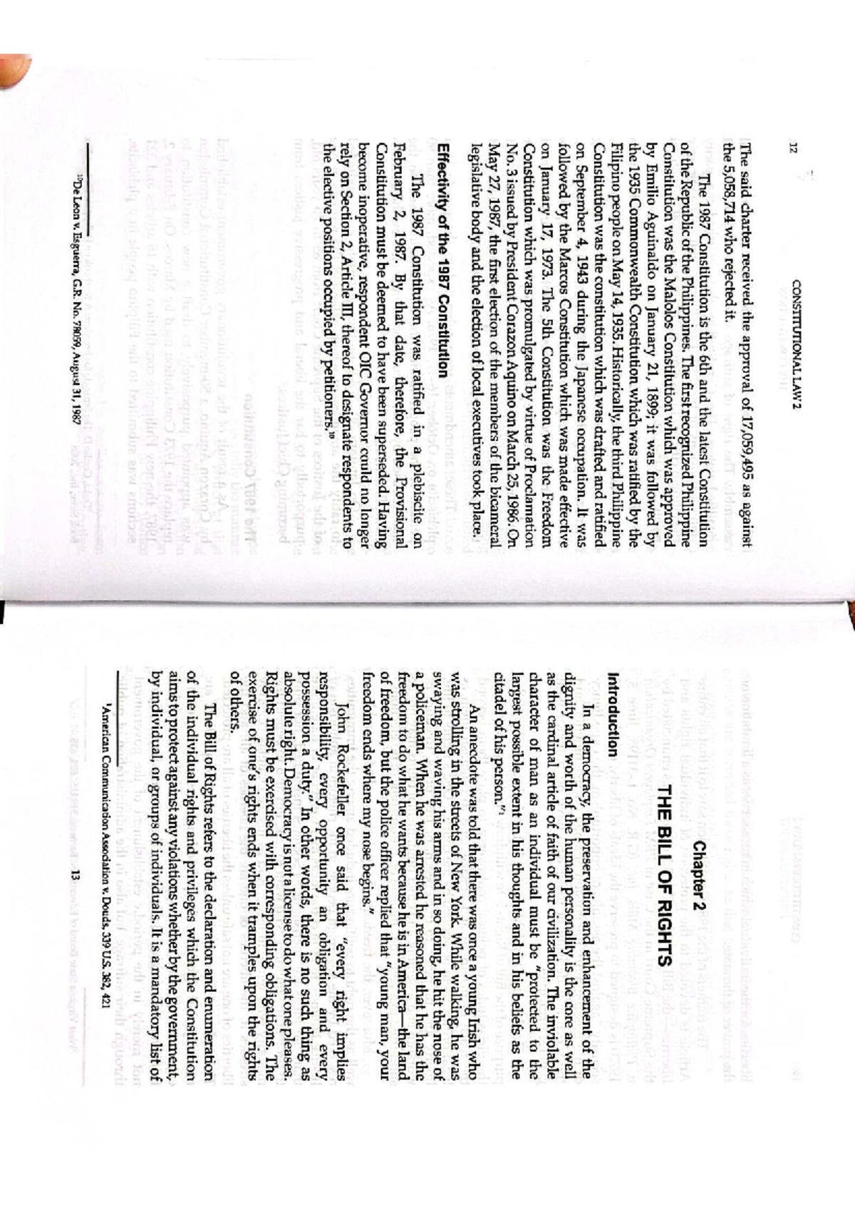 Constitutional Law II - Duka: Chapter 2 - The Bill of Rights - Studocu