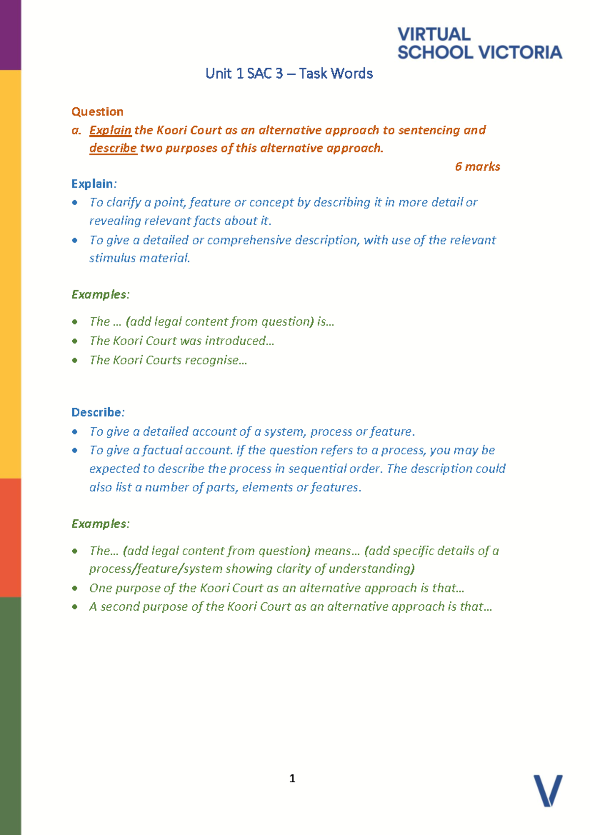 U1 SAC 3 Task Words: Koori Court & Principles of Justice Analysis - Studocu