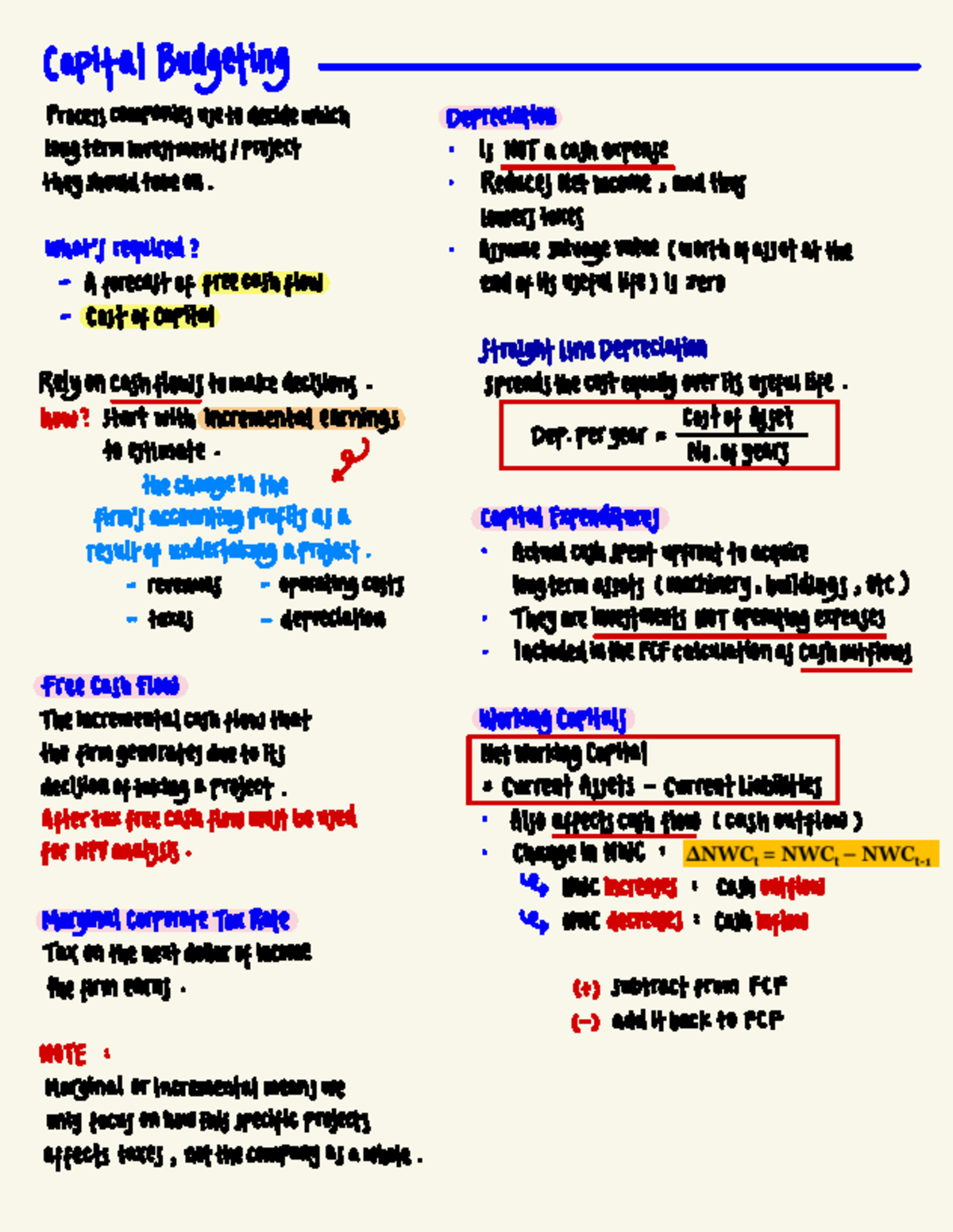 Capital Budgeting Notes 8: Understanding Depreciation and Cash Flow ...