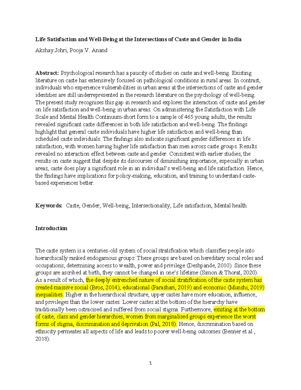 Annotation exercise - Life Satisfaction and Well-Being at the ...
