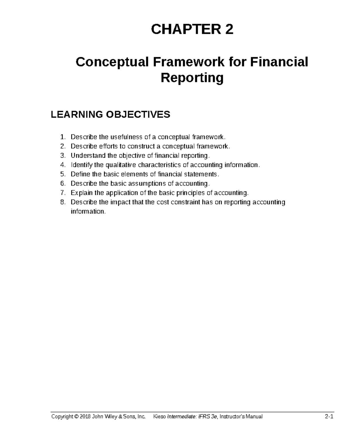 CH02 - Conceptual Framework for Financial Reporting: Key Learning ...