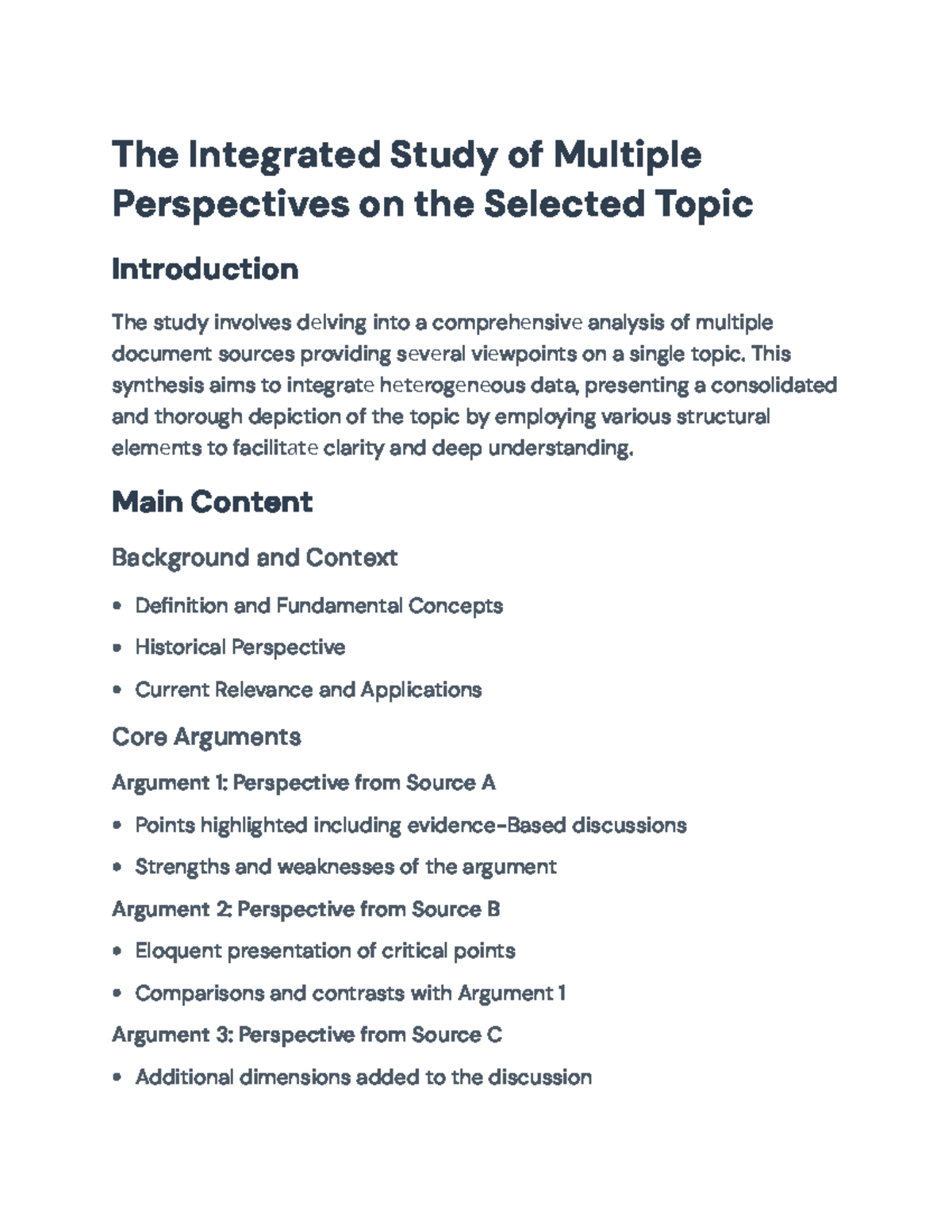 Integrated Study of Multiple Perspectives on a Selected Topic - The ...