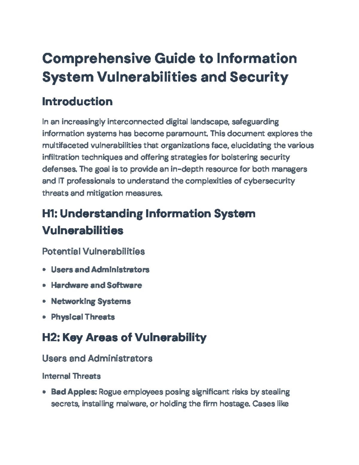 Comprehensive Guide to Information System Vulnerabilities and Security ...