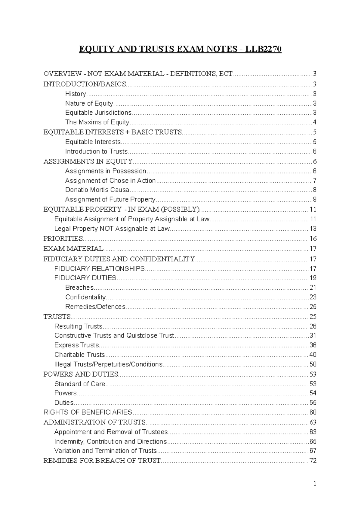 EQUITY AND TRUSTS EXAM NOTES LLB2270: COMPREHENSIVE OVERVIEW - Studocu