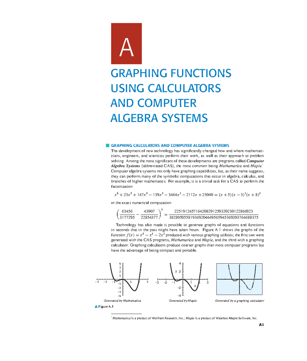 Graphing Functions with CAS & Calculators - Calculus Anton (Pages 1191 ...