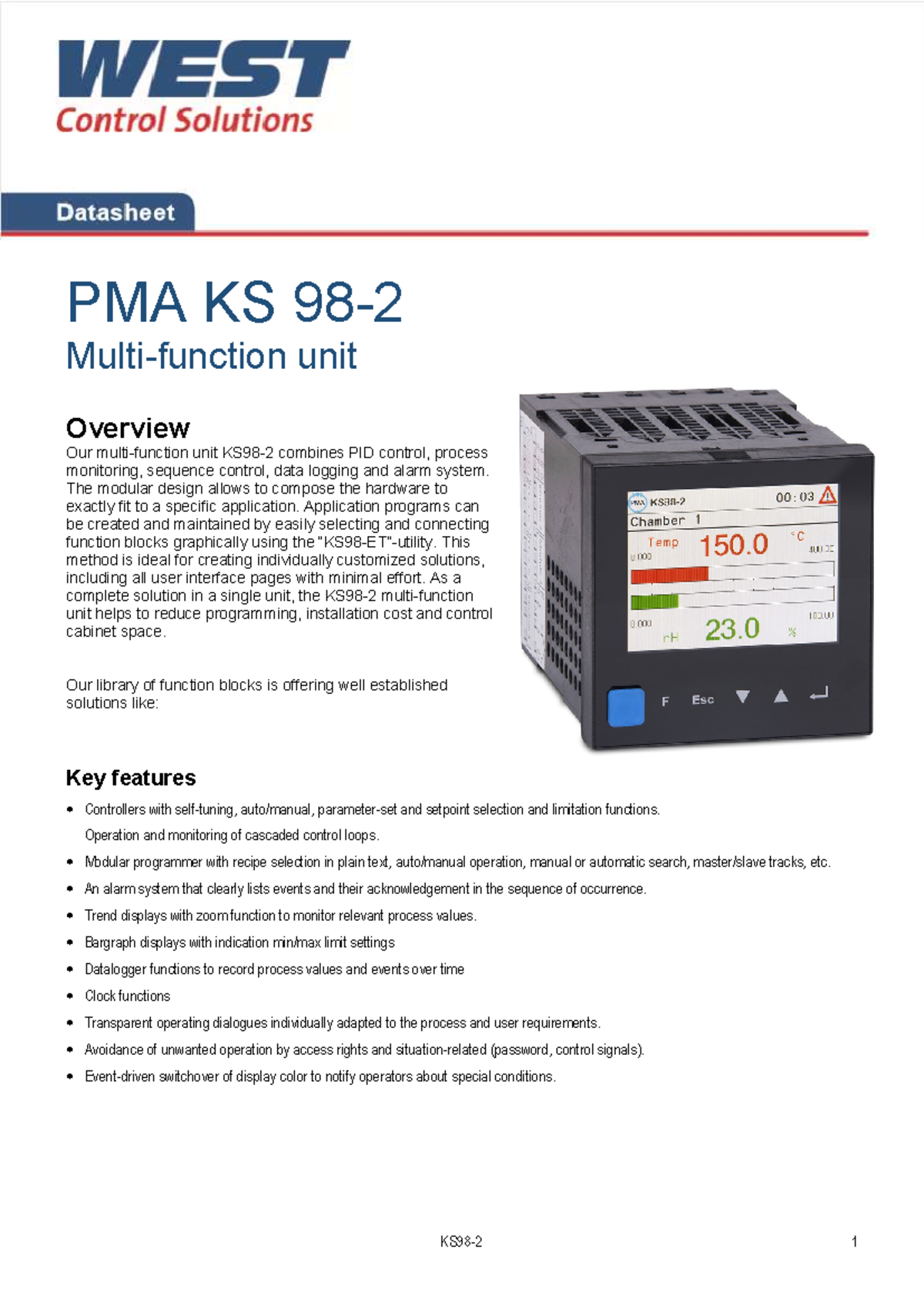 PMA KS 98-2 Multi-Function Unit: Features & Applications Overview - Studocu