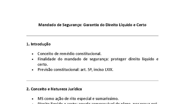 Mandado de Segurança: Garantia do Direito Líquido e Certo - Informações ...