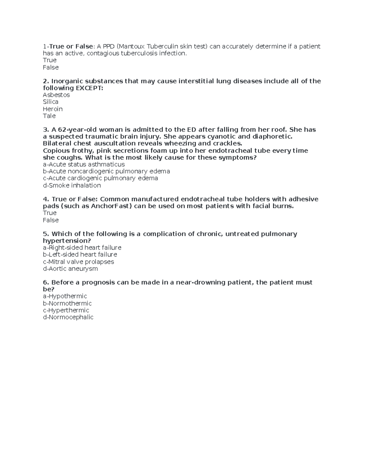 Prof C - Relevant Notes & Questions on Tuberculosis & Pulmonary ...