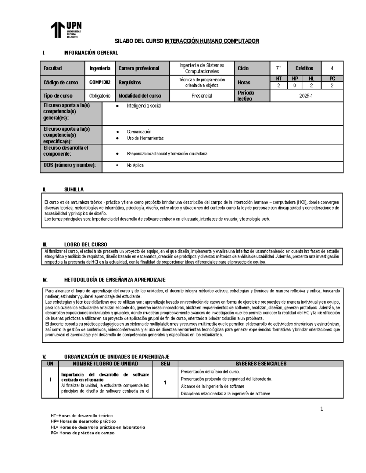 225413 COMP1302 - Syllabus de Interacción Humano-Computador - Document Preview