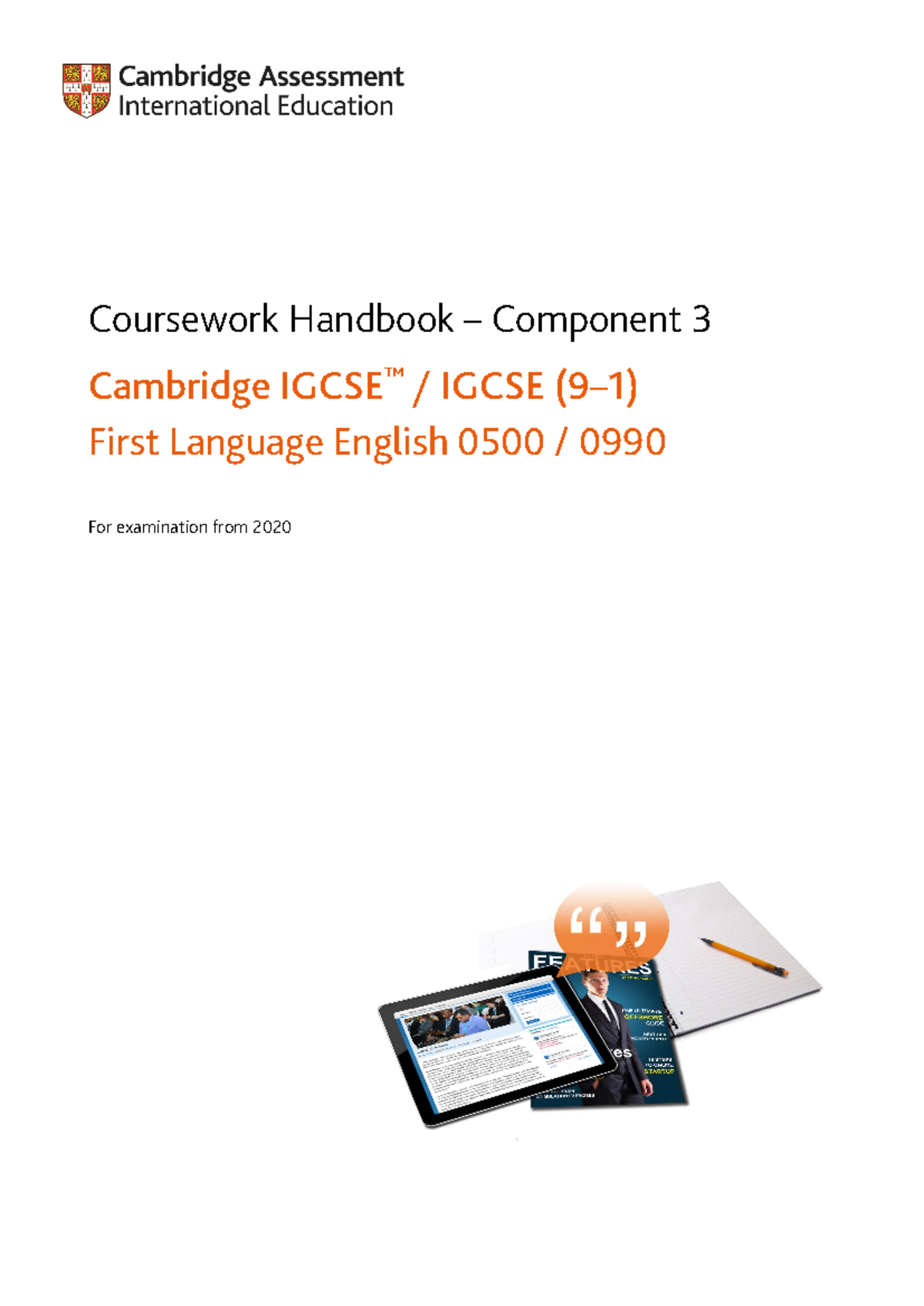 0500 IGCSE First Language English Coursework Handbook (2020) - Studocu