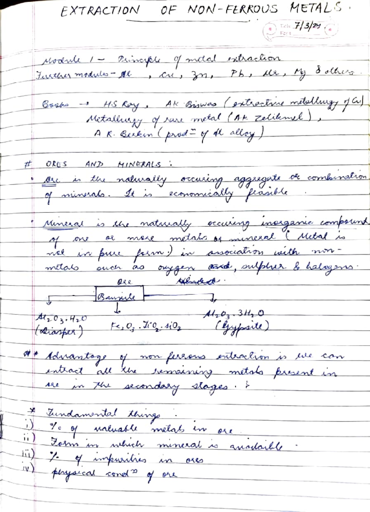 ENFM-1 - Comprehensive Notes on Non-Ferrous Metal Extraction Techniques ...