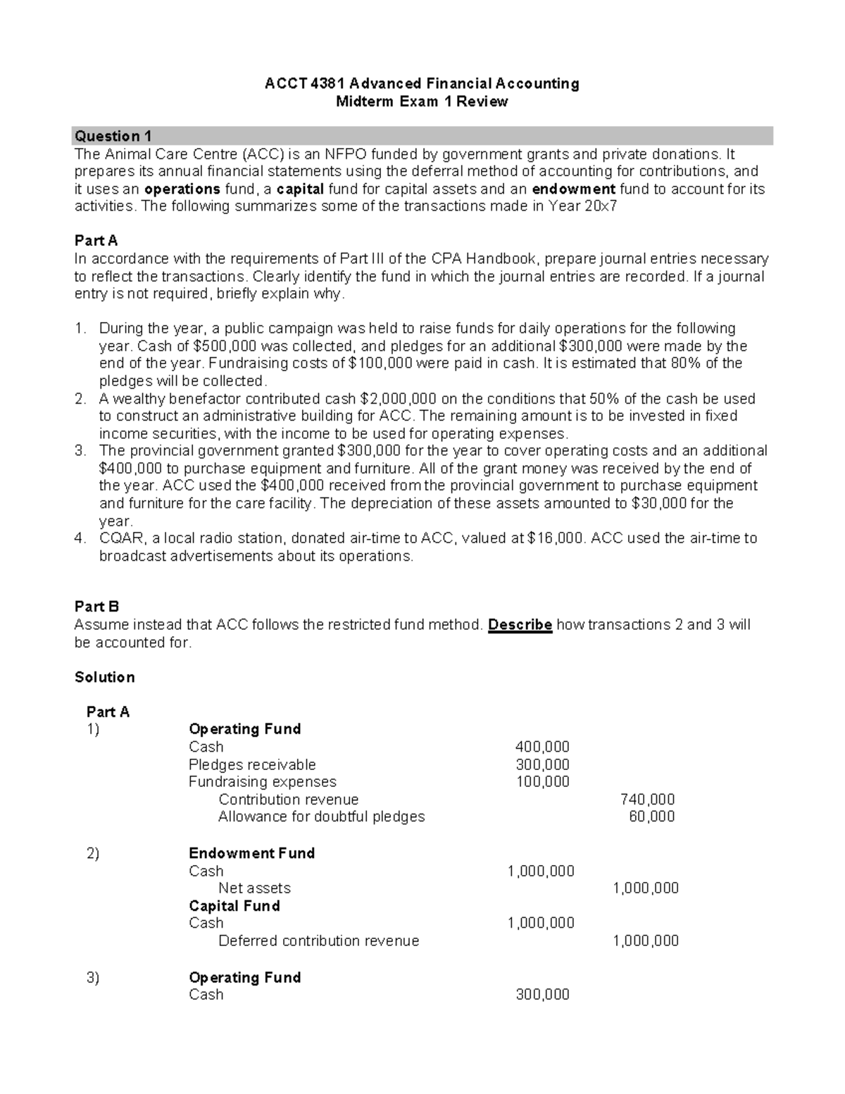 ACCT 4381 Advanced Financial Accounting Midterm Exam 1 Review Guide ...
