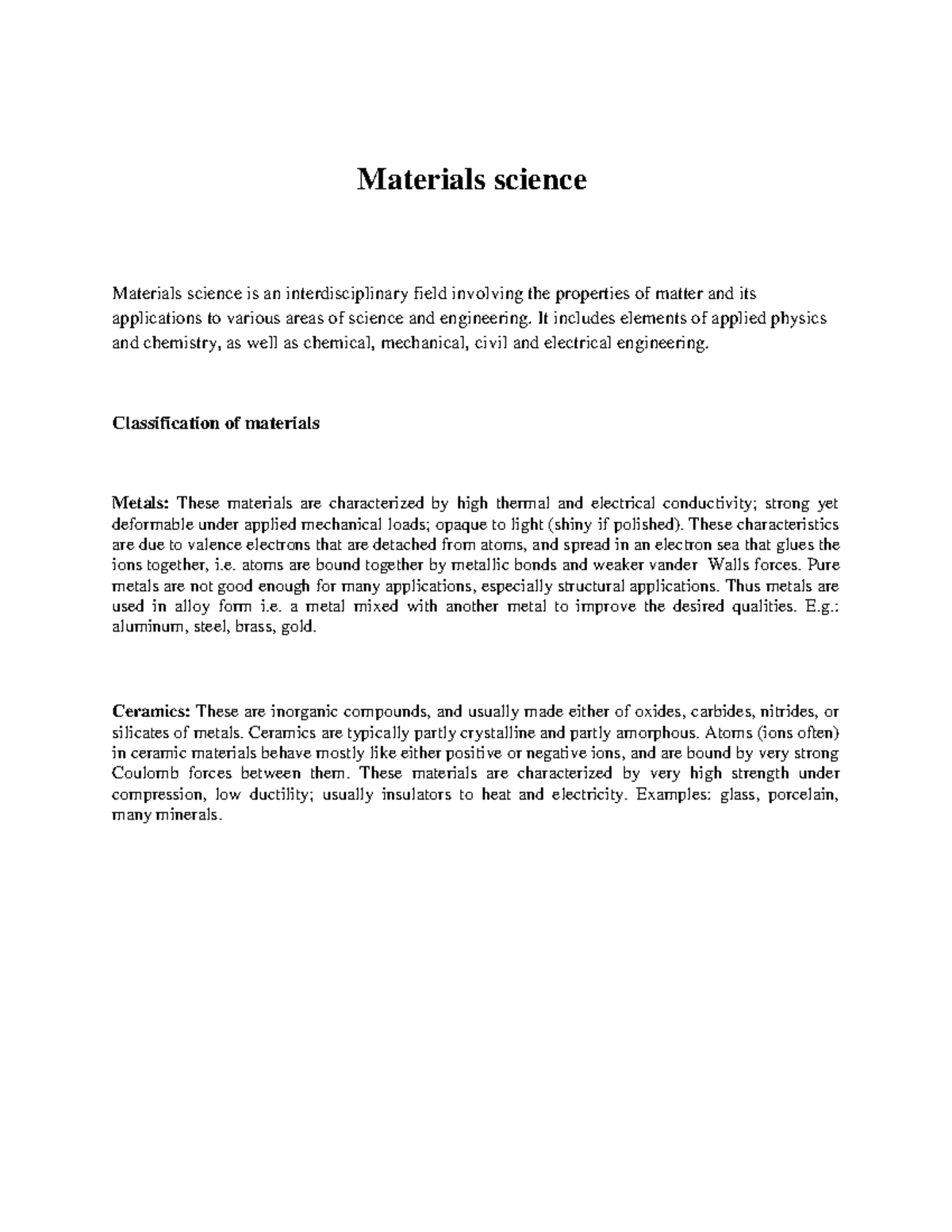 UT-1 Materials Science Overview and Key Concepts - Studocu