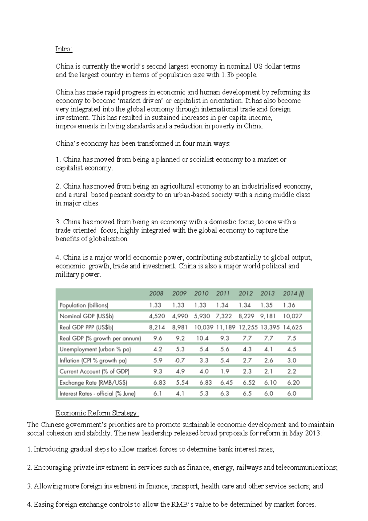 China Economic Reforms and Growth Trends: A Case Study (2015) - Studocu