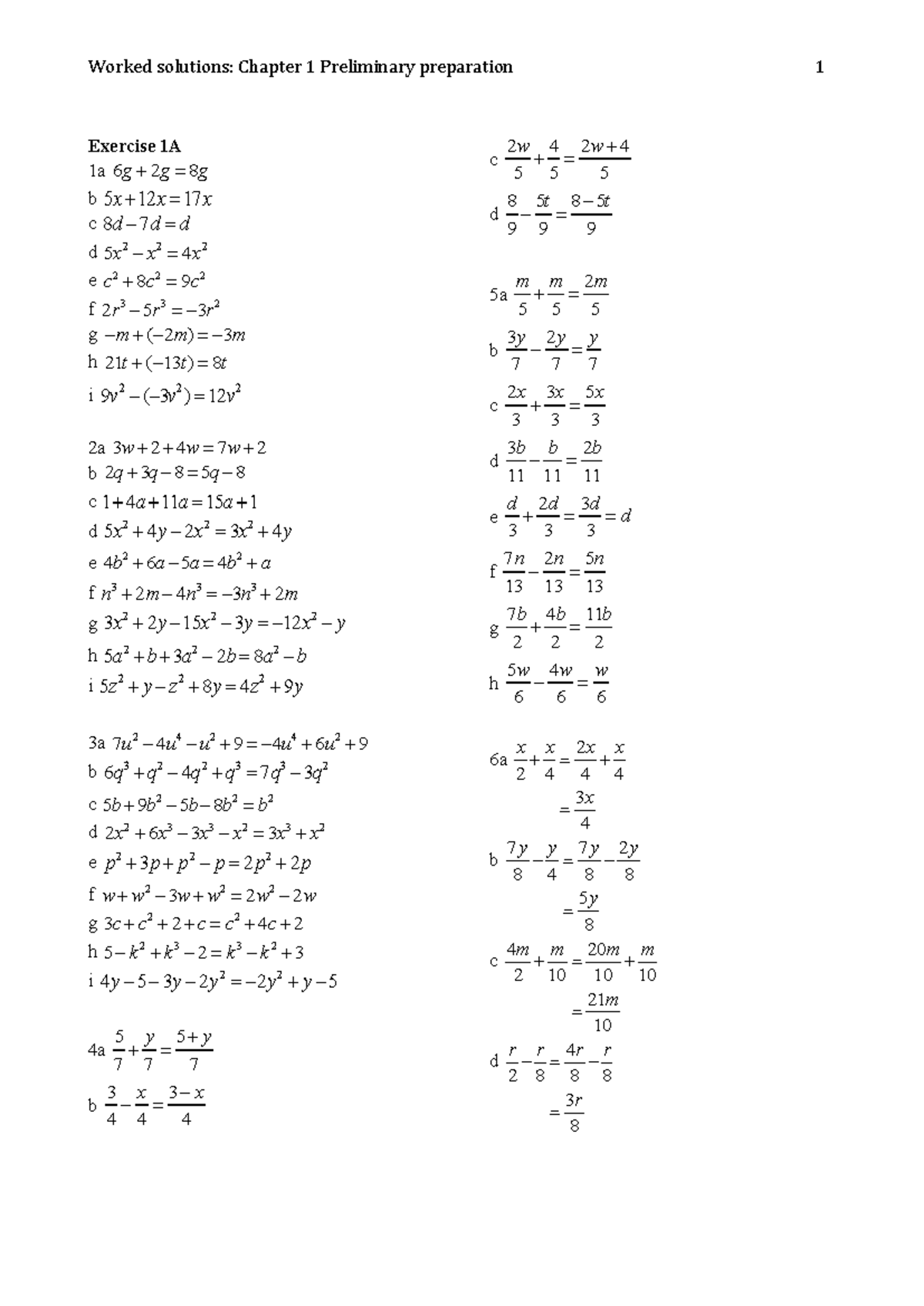 Worked Solutions: Chapter 1 Preliminary Preparation (Course Code) - Studocu