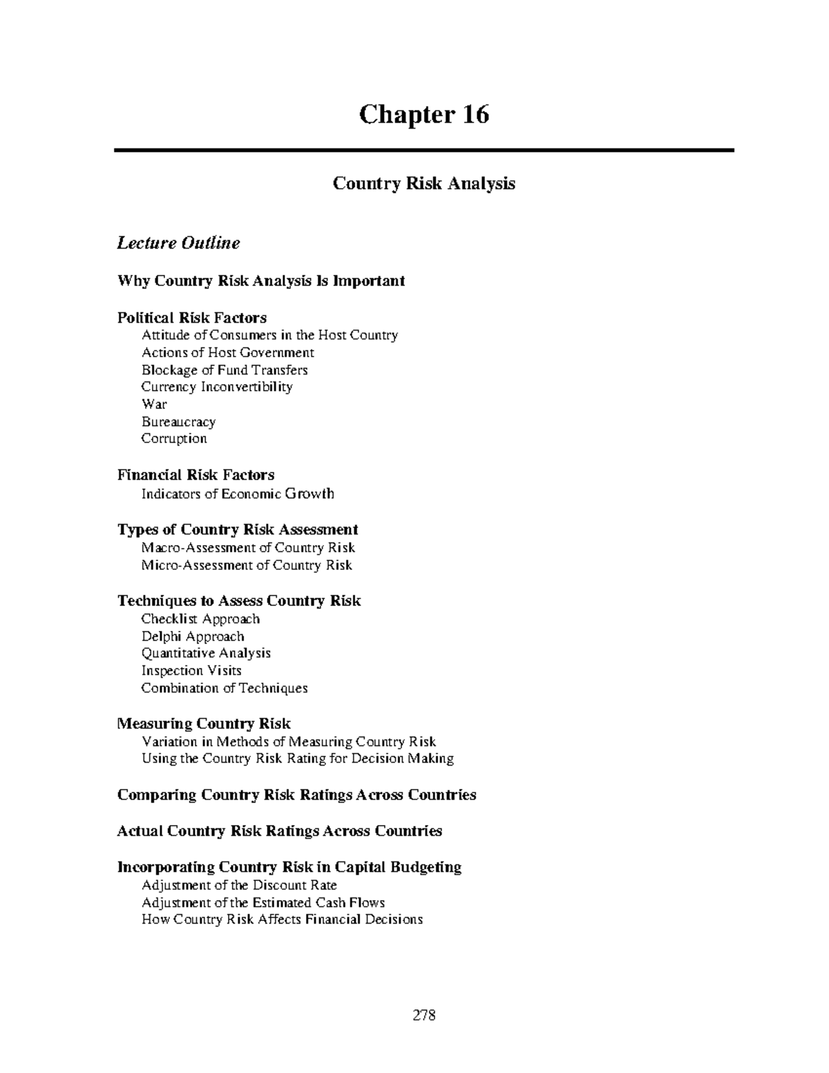 Chapter 16: Comprehensive Country Risk Analysis for MNCs - Studocu