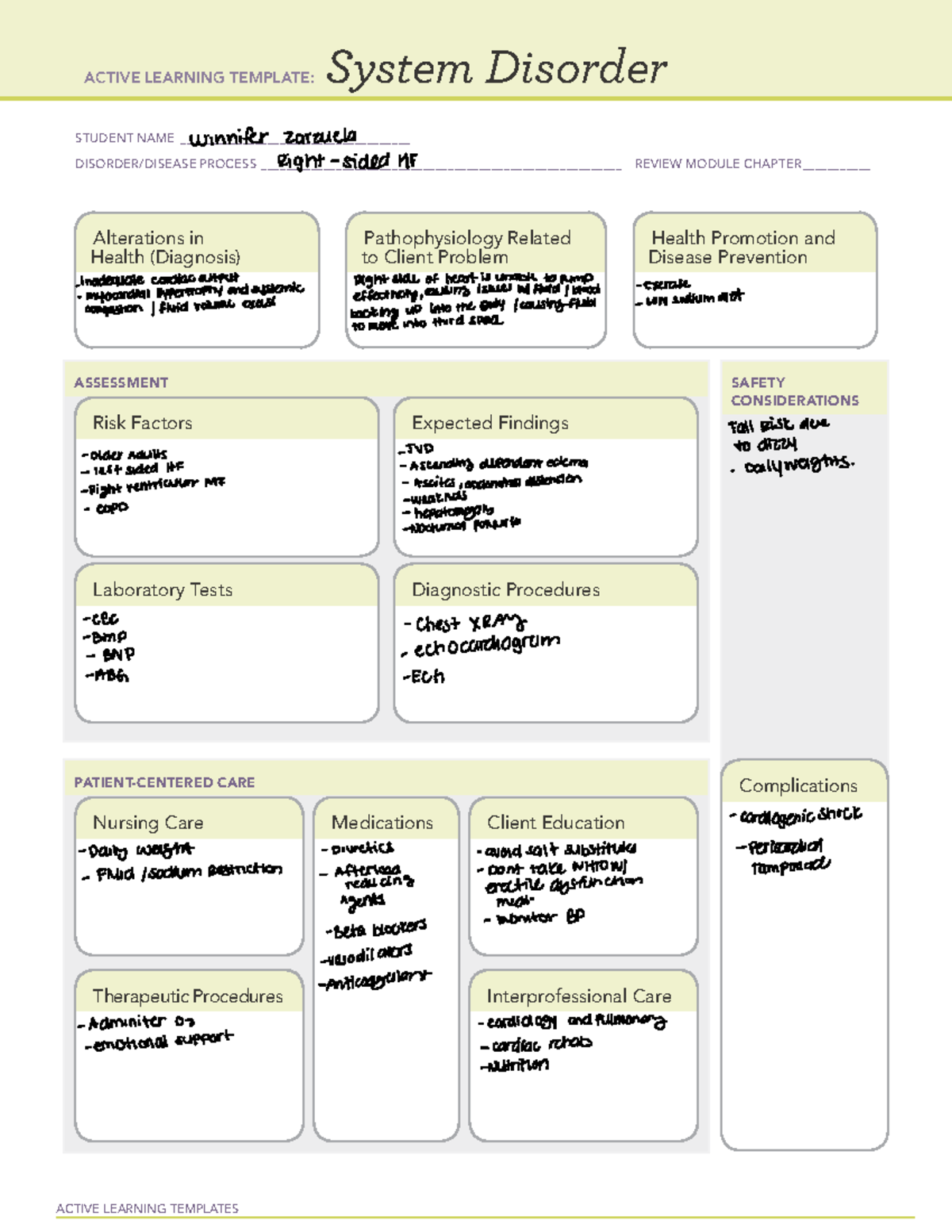 System Disorder Active Learning Template - ATI Course Notes - Studocu