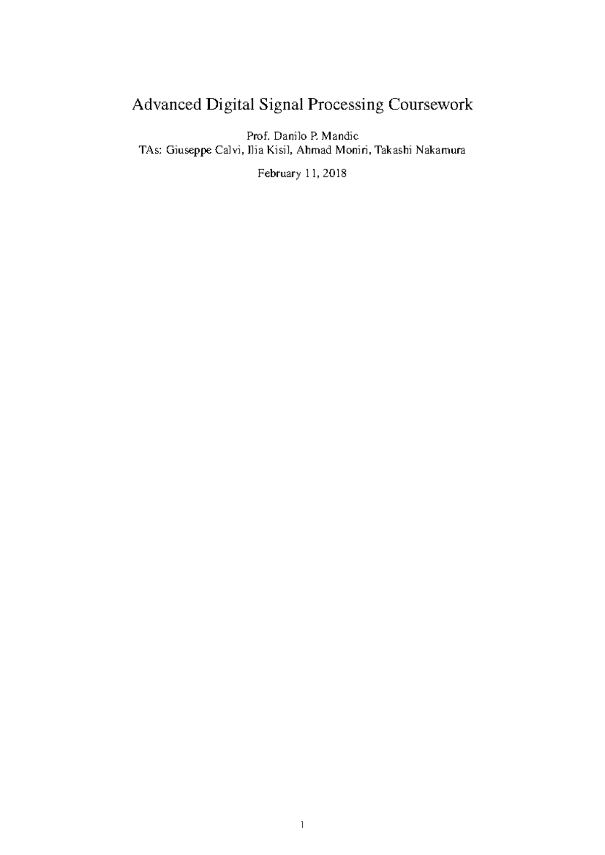 ASP Coursework: Advanced Digital Signal Processing Study Guide - Studocu