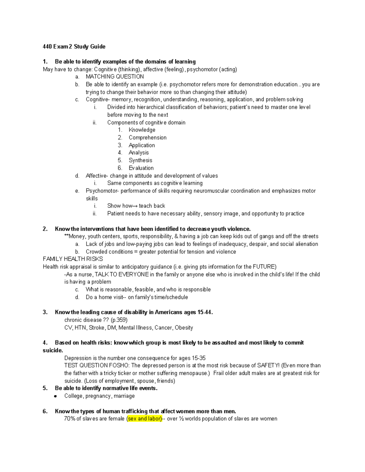 440 Exam 2 Study Guide: Key Concepts for Nursing Interventions and ...
