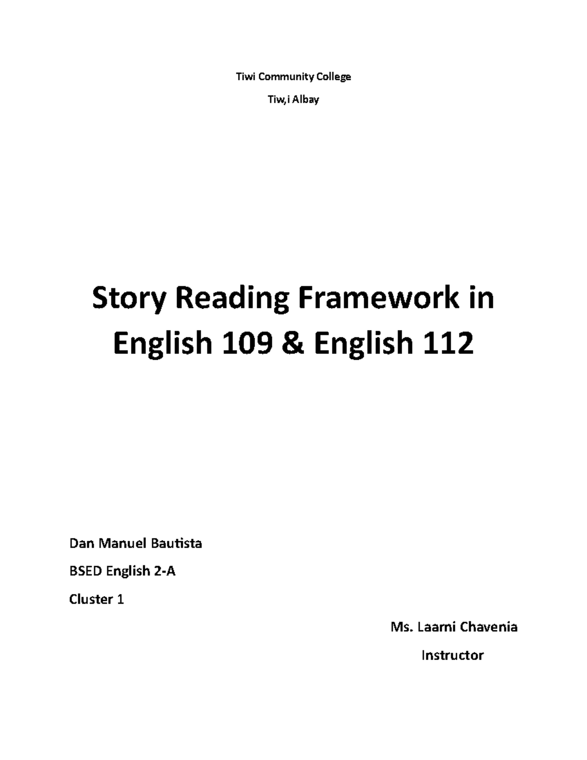 SRF - Lesson Plan for English 109 & 112: Story Elements & Literary ...