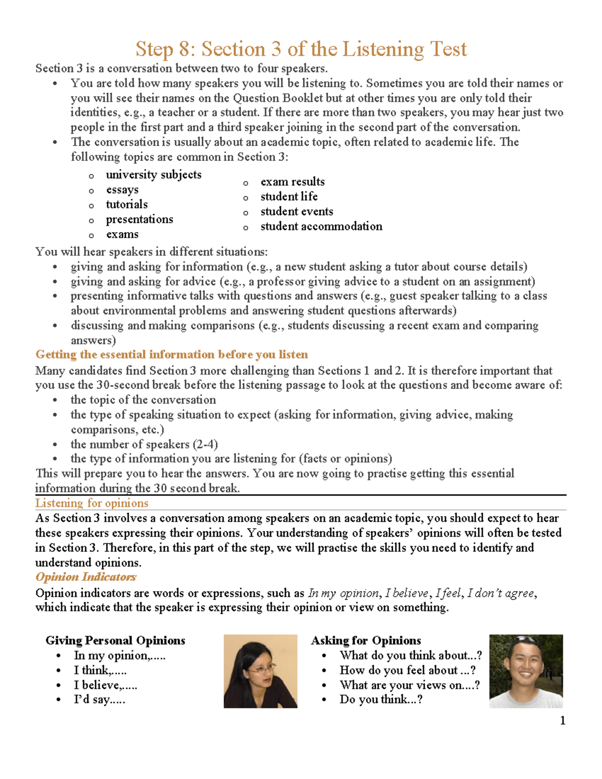 Step 8: IELTS Listening Test - Section 3 Overview & Practice - Studocu