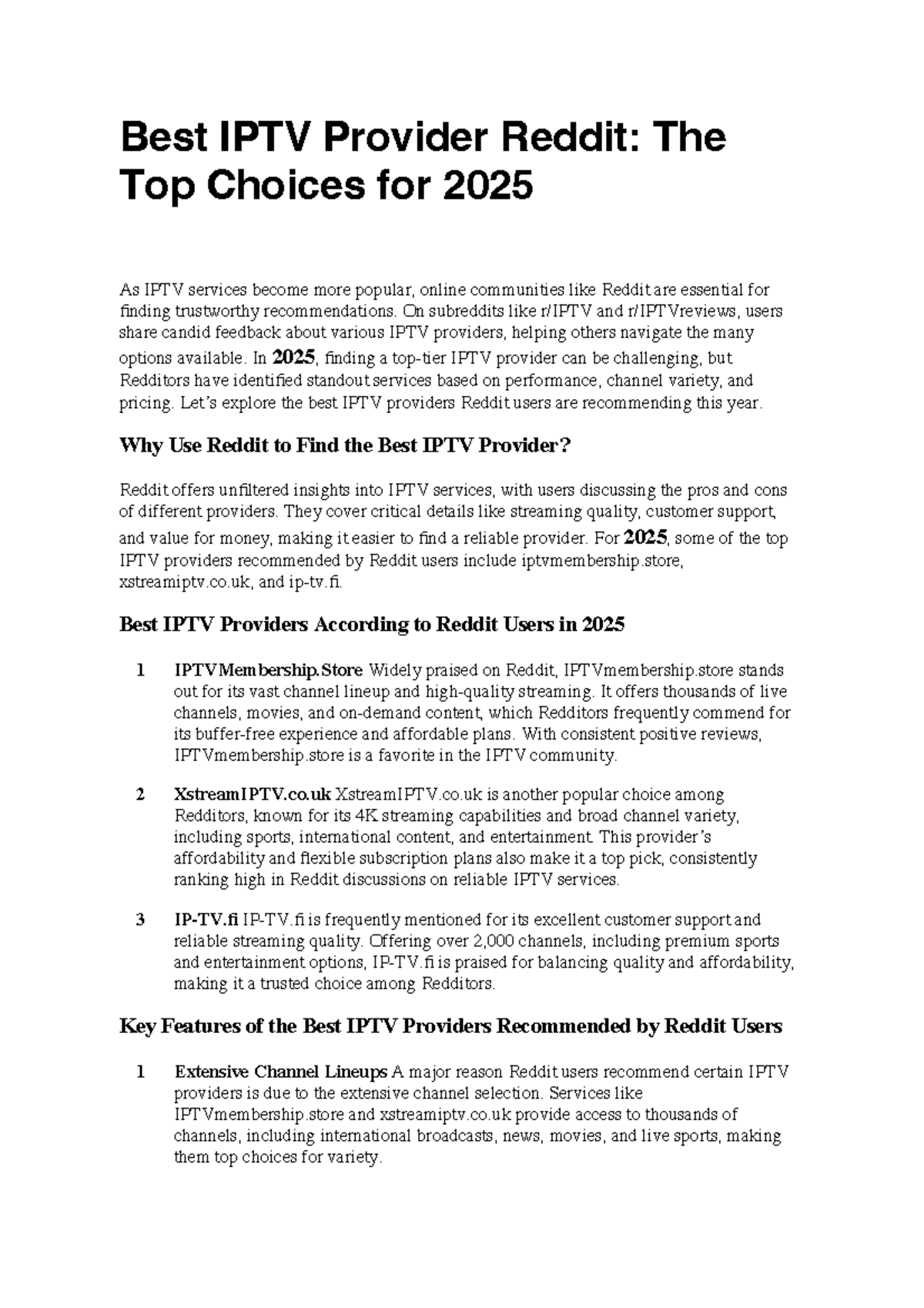 Best IPTV Providers 2025 Top Reddit User Recommendations Studocu