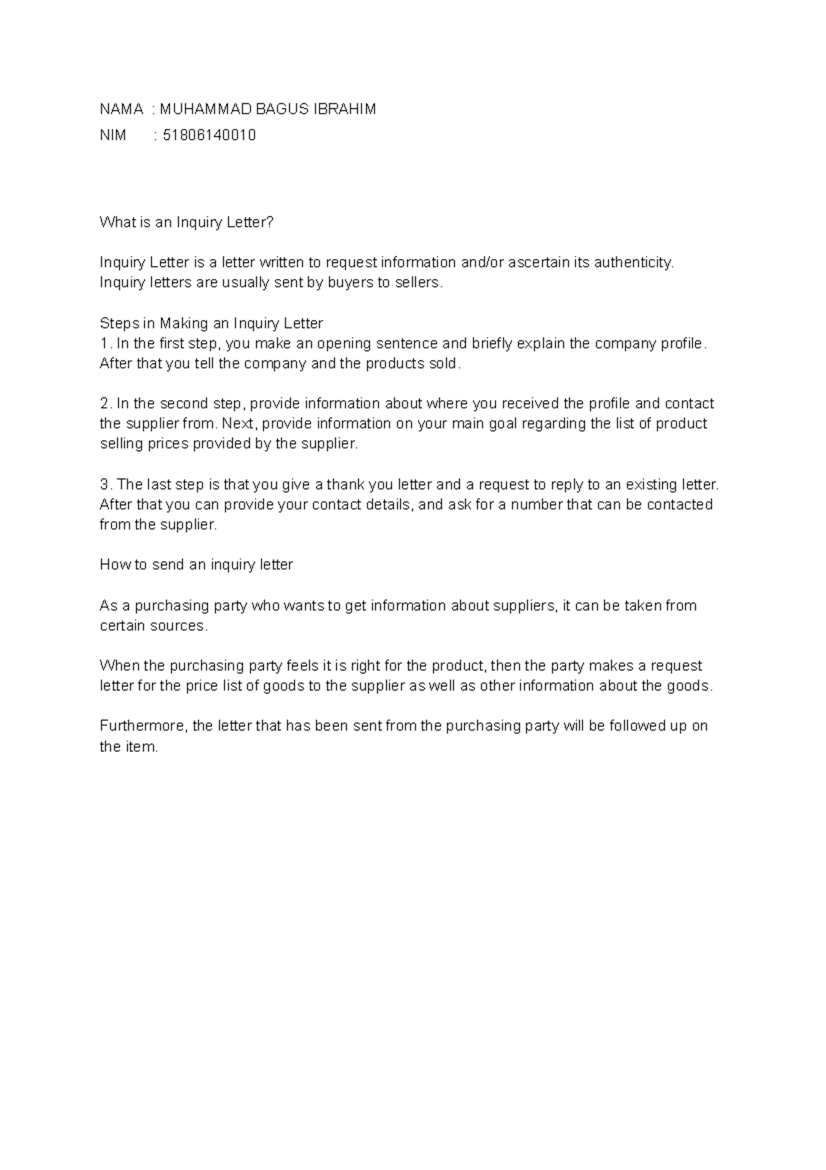 13th Meeting ESP - Inquiry Letter Draft and Guidelines - Studocu