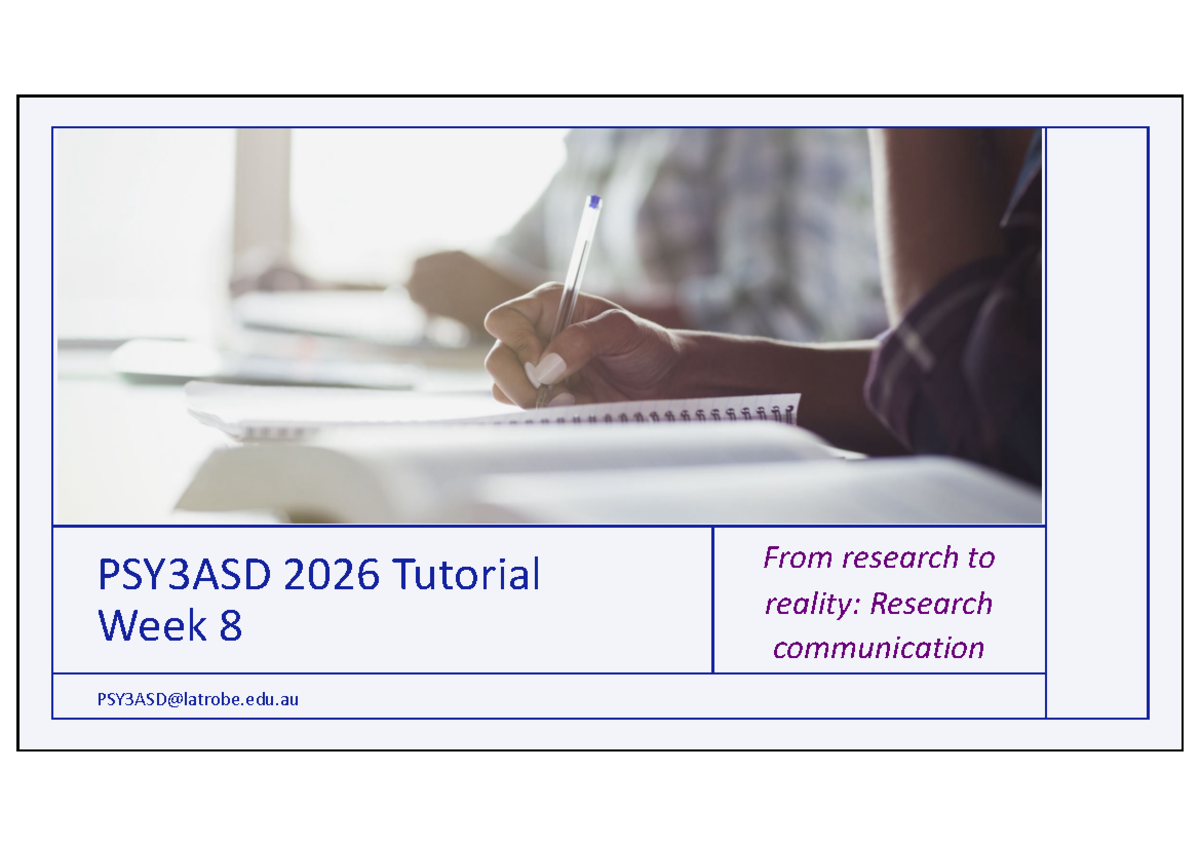 PSY3ASD 2026 Tutorial Week 8: Importance of Research Communication in ...