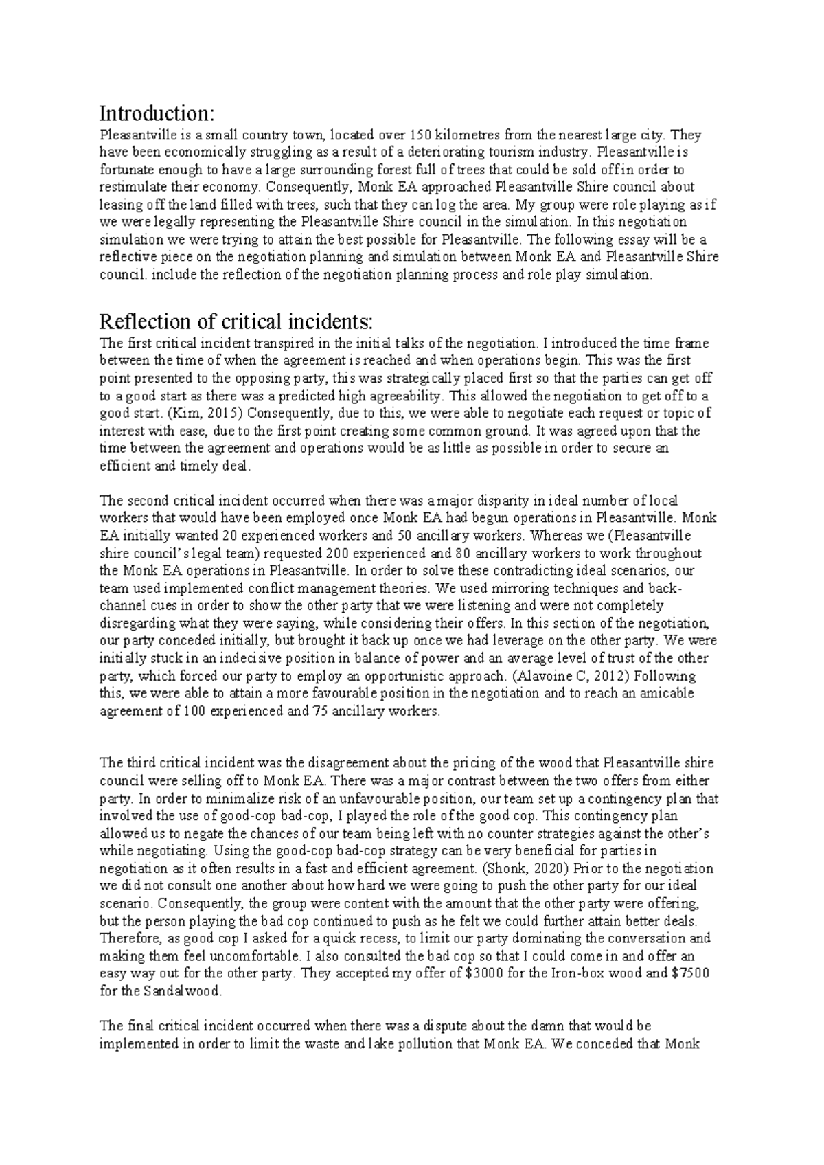 Script for assignment - Introduction: Pleasantville is a small country ...