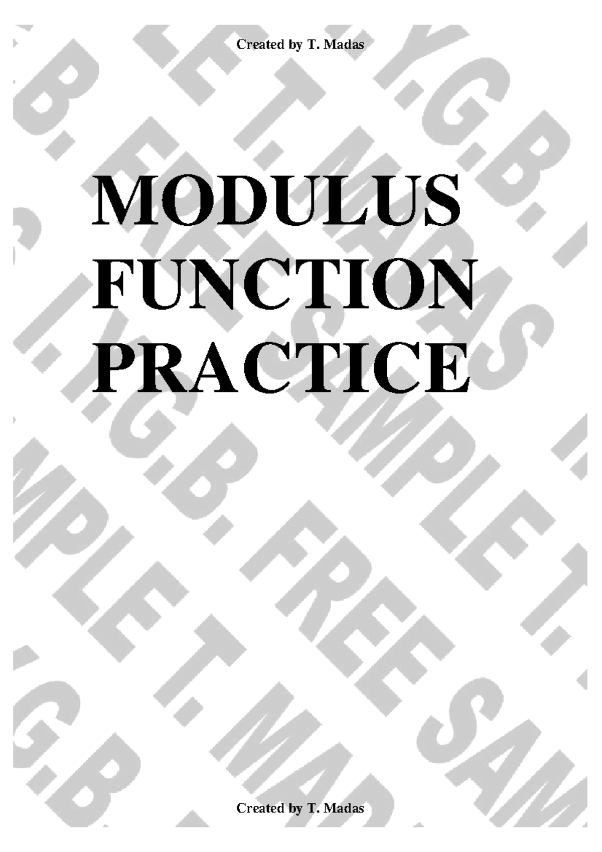 Modulus Function Practice: Equations & Inequalities Solutions - Studocu