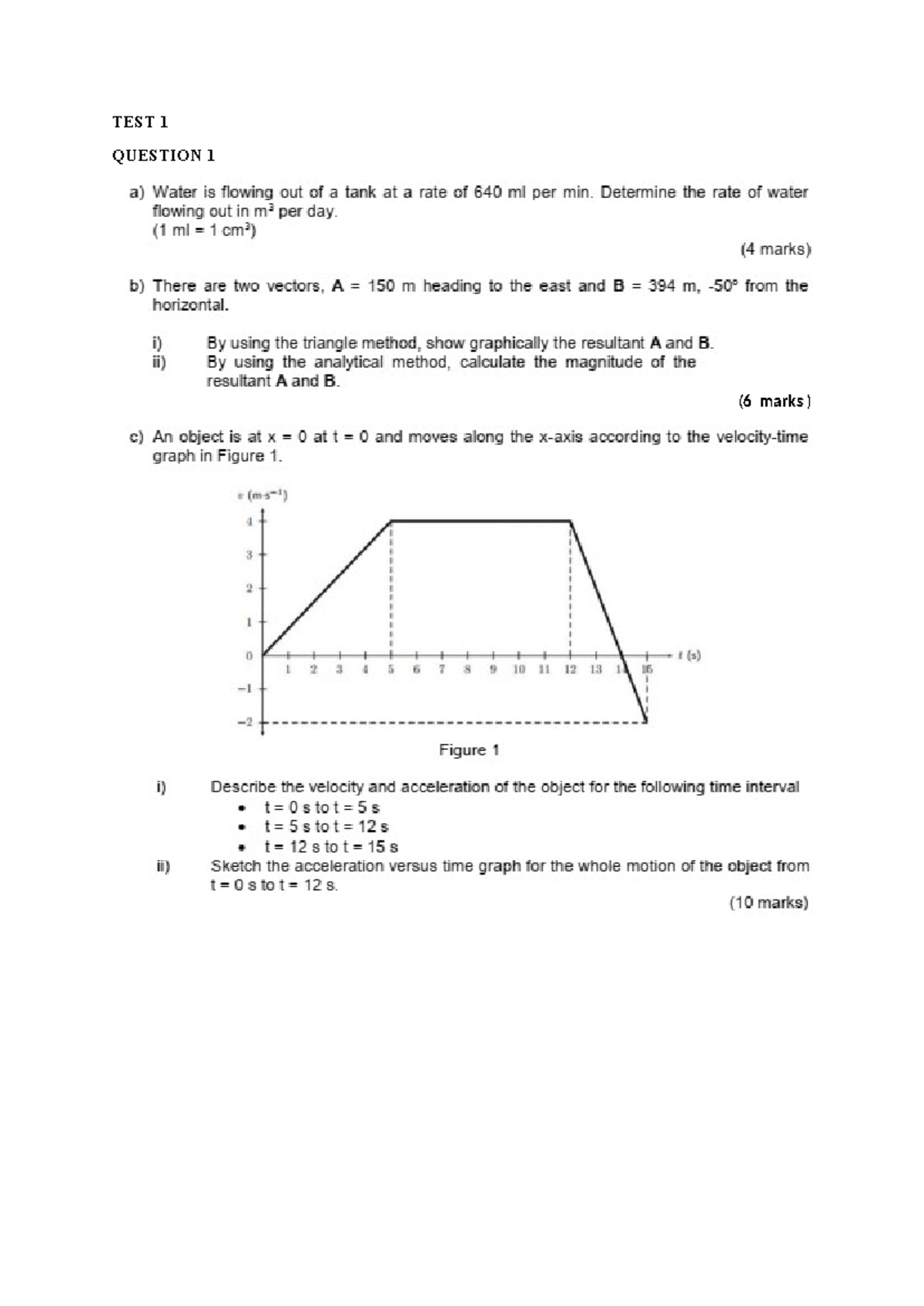 TEST 1 - PHY400 Water Flow & Vector Analysis Sesi Mac2024 - Studocu