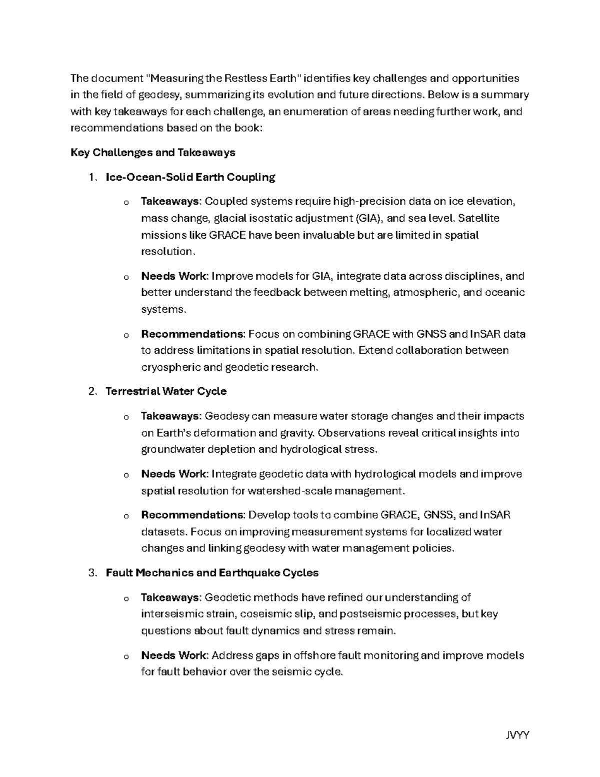 Notes on Measuring the Restless Earth: Key Challenges & Opportunities ...