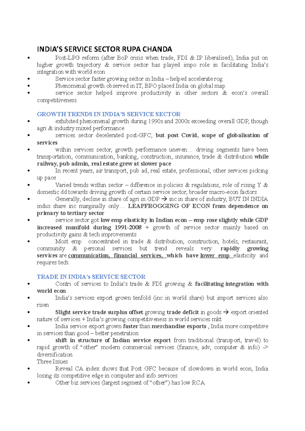 Service Sector - .. driving segments have been transportation ...