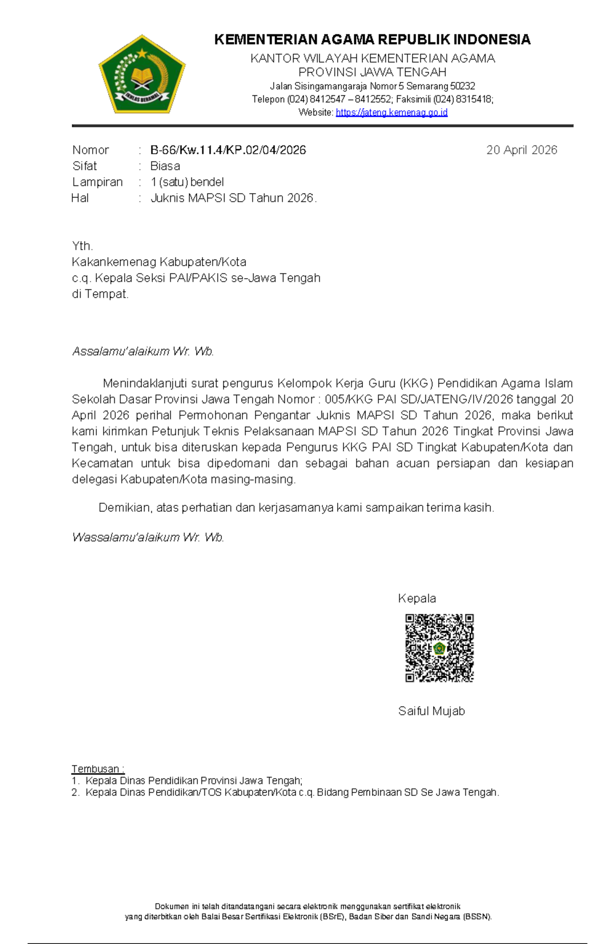 Juknis Lomba MAPSI SD XXVII Tahun 2026 - Provinsi Jawa Tengah - Document Preview