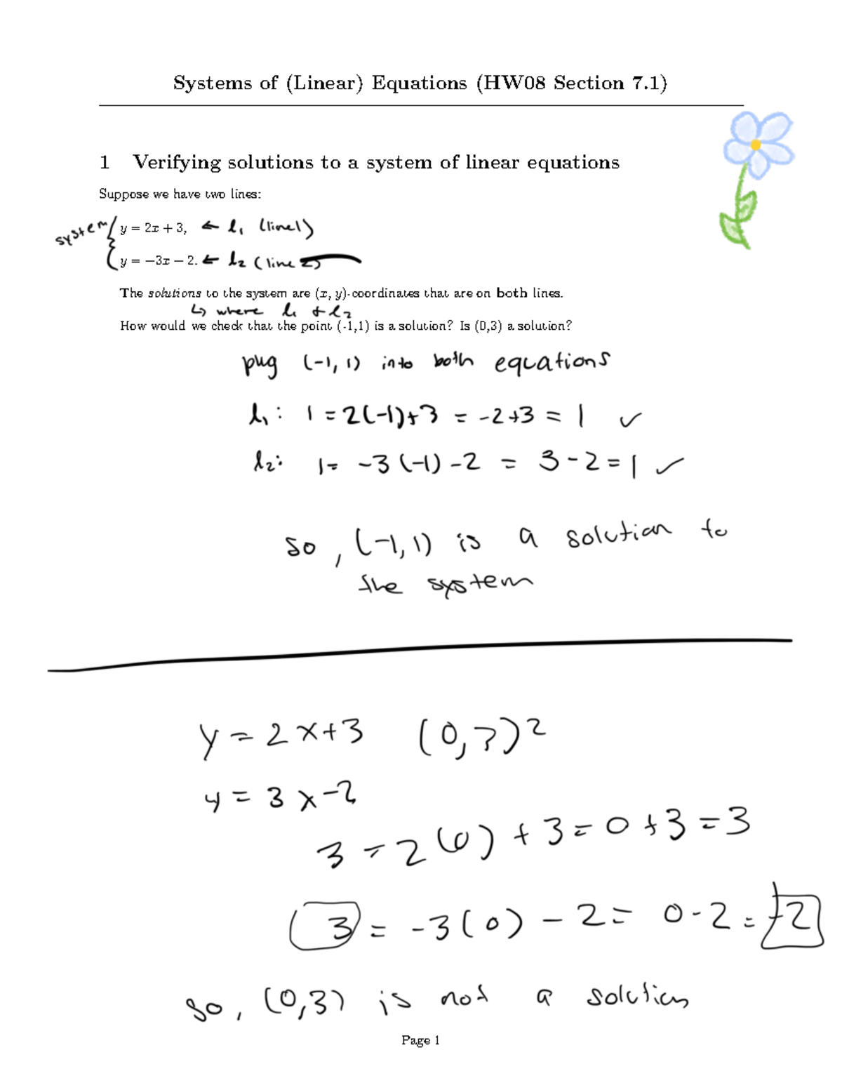 Math 101: Systems of Linear Equations - Section 7.1 Notes - Studocu