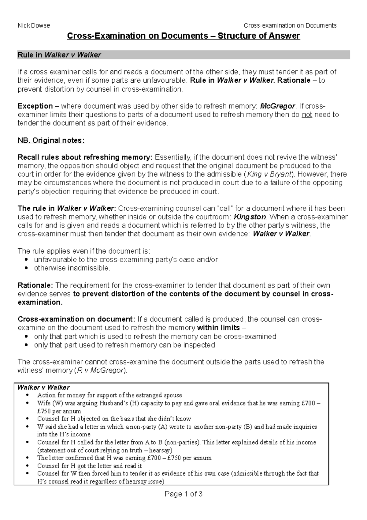 Cross-Exam Notes on Documents: Key Rules and Cases - Studocu