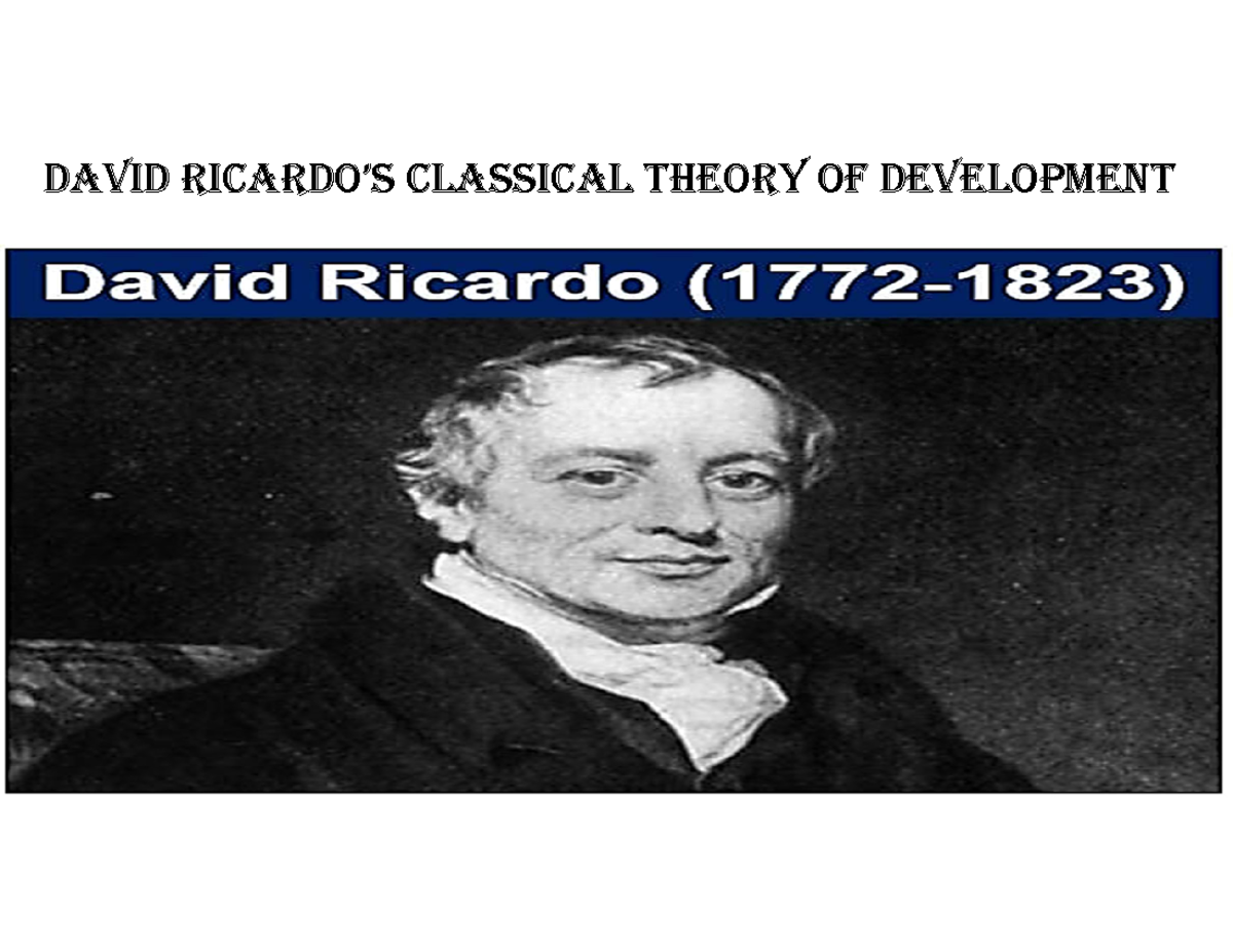 David Ricardo's Classical Theory of Development - Studocu