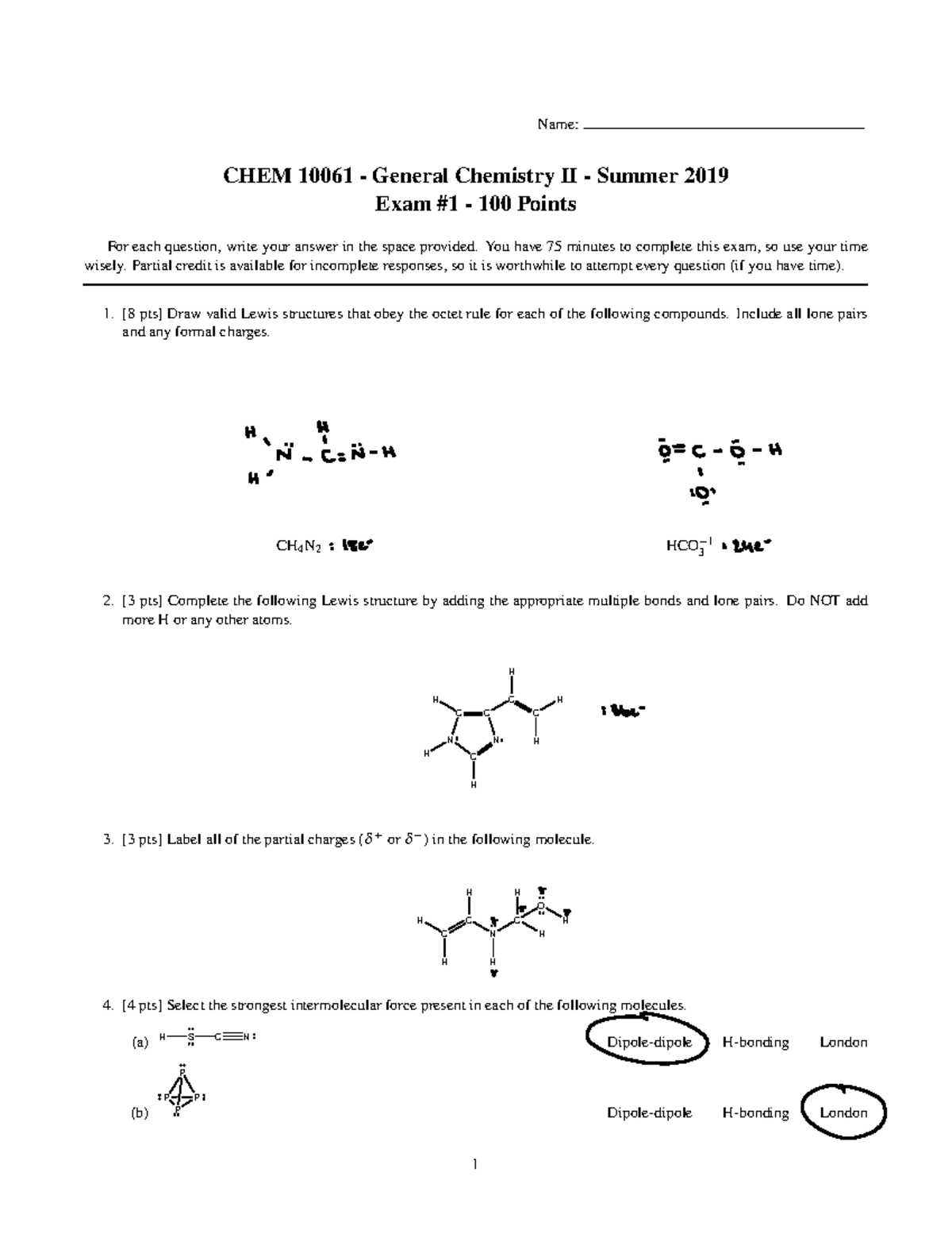 CHEM 10061 - General Chemistry II Practice Test 1 Review - Studocu