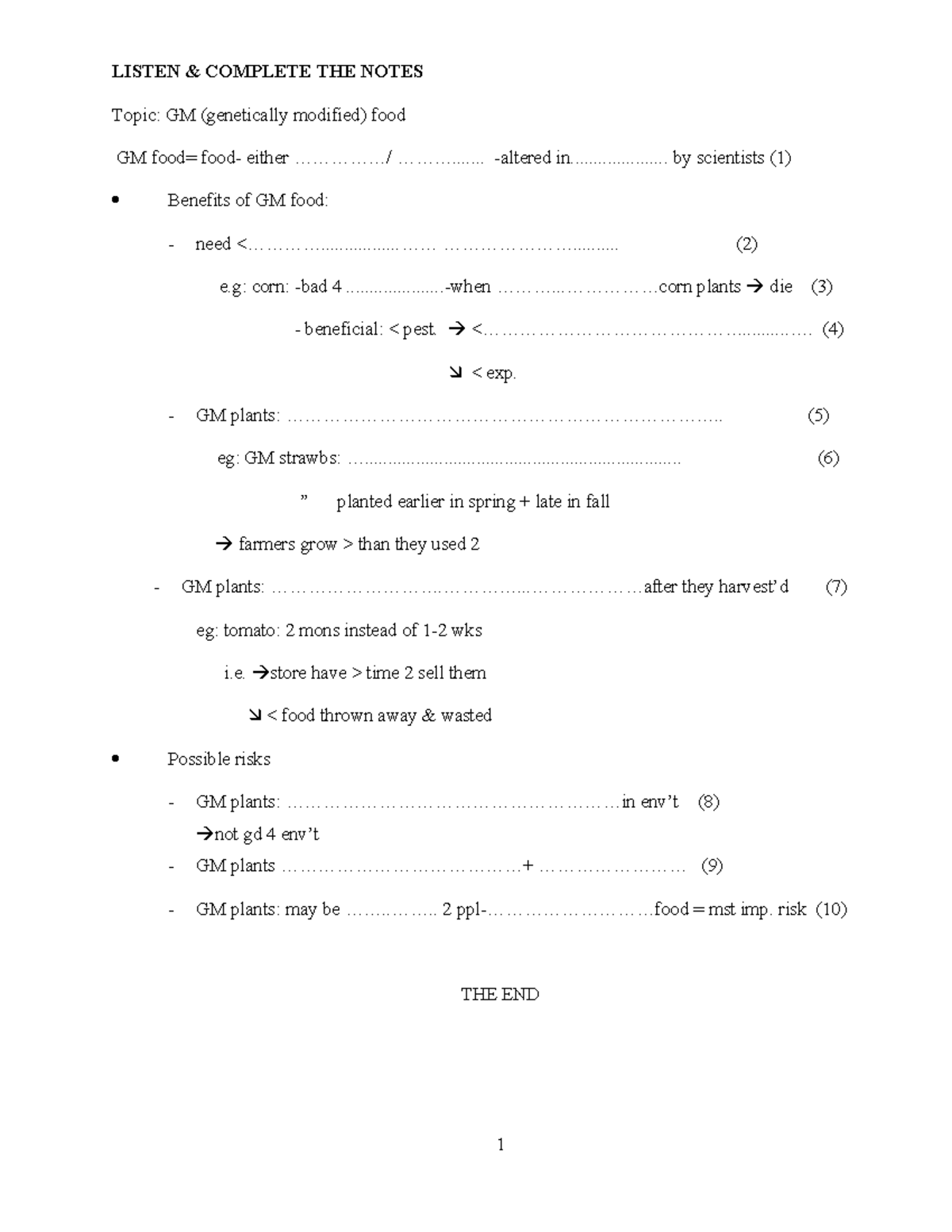 Assignment 10 - GM Food Notes and Benefits Analysis - Studocu