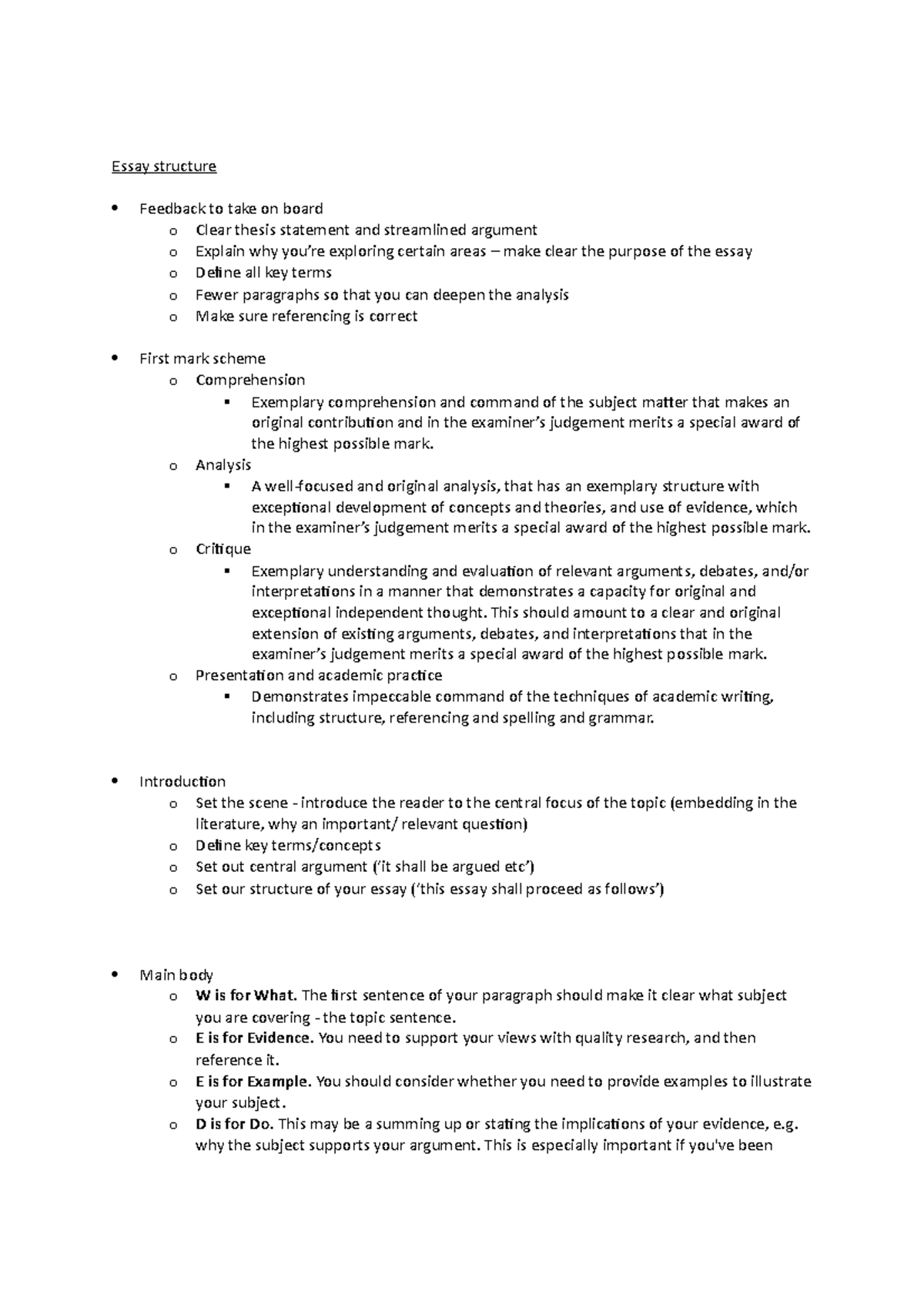 Essay Structure Guidelines for Effective Academic Writing - Studocu
